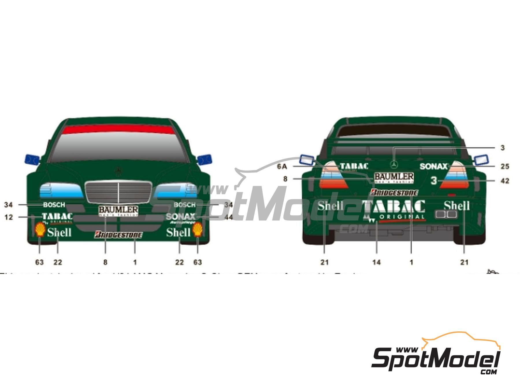 Image 4: Mercedes-Benz C-Class V6 Equipo AMG-Mercedes patrocinado por Tabac Sonax - DTM - Deutsche Tourenwagen Masters 1994 | Decoraci&oacute;n en escala&nbsp;1/24 fabricado por SK Decals (ref.&nbsp;SK-24201, tambien SK24201)