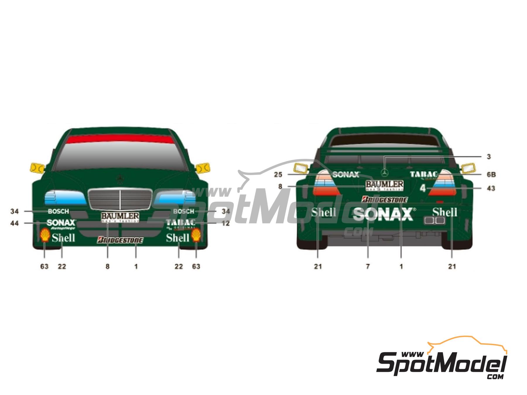 Image 8: Mercedes-Benz C-Class V6 Equipo AMG-Mercedes patrocinado por Tabac Sonax - DTM - Deutsche Tourenwagen Masters 1994 | Decoraci&oacute;n en escala&nbsp;1/24 fabricado por SK Decals (ref.&nbsp;SK-24201, tambien SK24201)