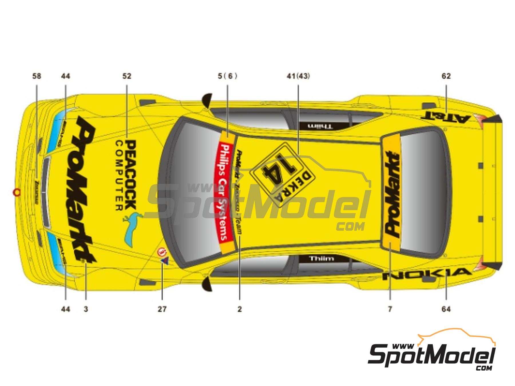 Image 2: Mercedes-Benz C-Class V6 Zakspeed Team sponsored by Promarkt - DTM - Deutsche Tourenwagen Masters 1994 | Marking / livery in 1/24 scale manufactured by SK Decals (ref.&nbsp;SK-24202, also SK24202)