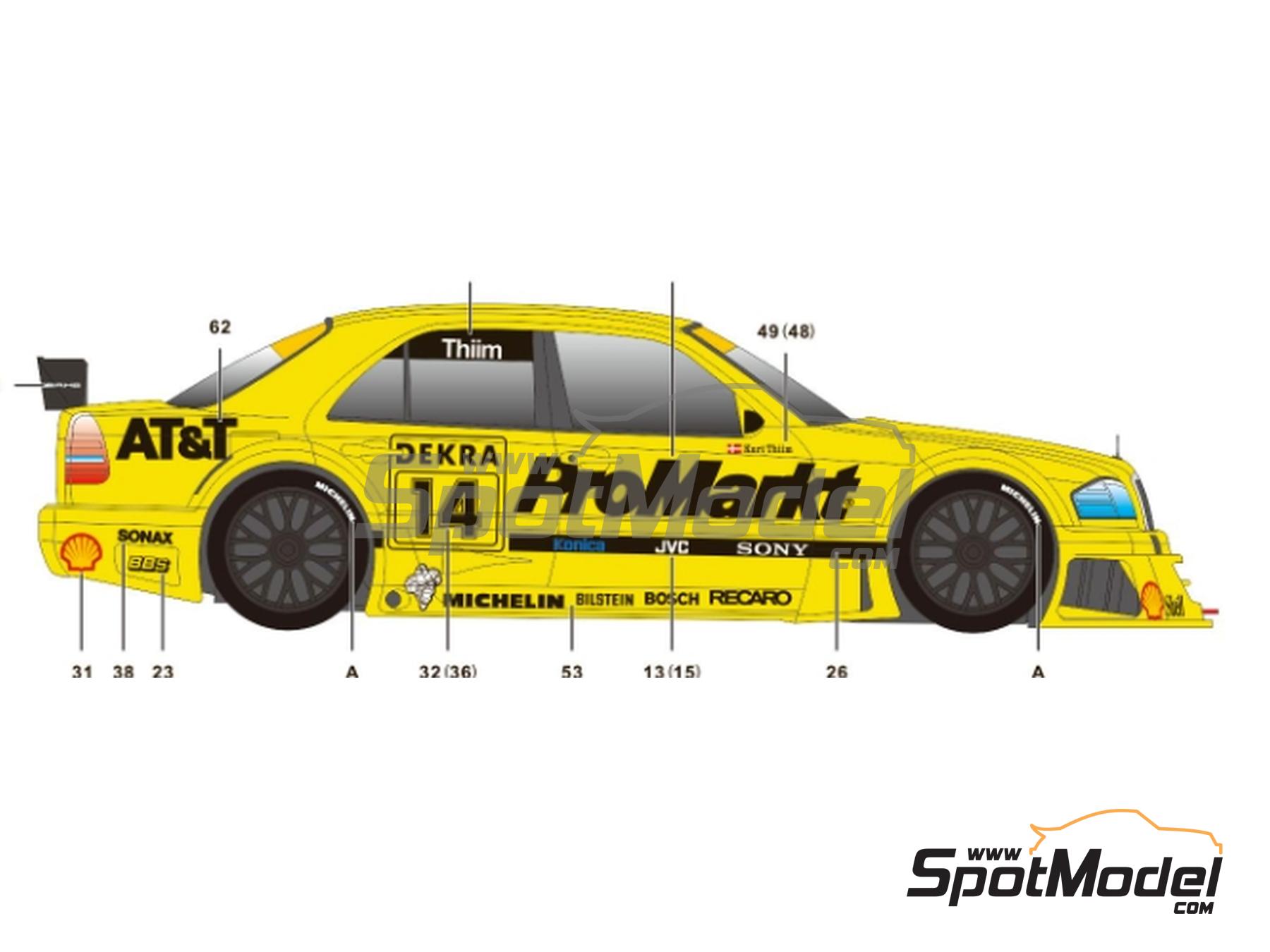 Image 3: Mercedes-Benz C-Class V6 Zakspeed Team sponsored by Promarkt - DTM - Deutsche Tourenwagen Masters 1994 | Marking / livery in 1/24 scale manufactured by SK Decals (ref.&nbsp;SK-24202, also SK24202)