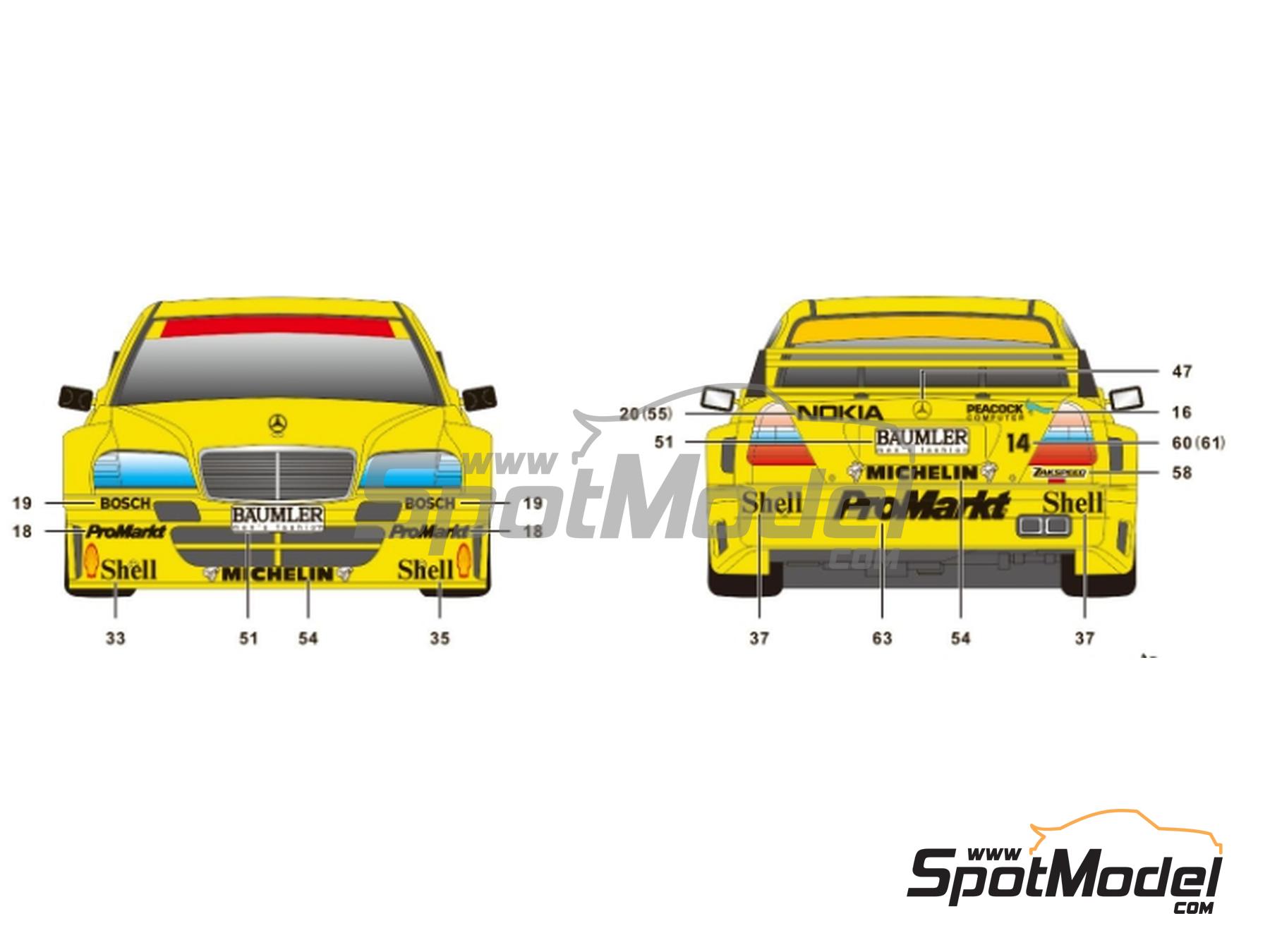 Image 4: Mercedes-Benz C-Class V6 Zakspeed Team sponsored by Promarkt - DTM - Deutsche Tourenwagen Masters 1994 | Marking / livery in 1/24 scale manufactured by SK Decals (ref.&nbsp;SK-24202, also SK24202)