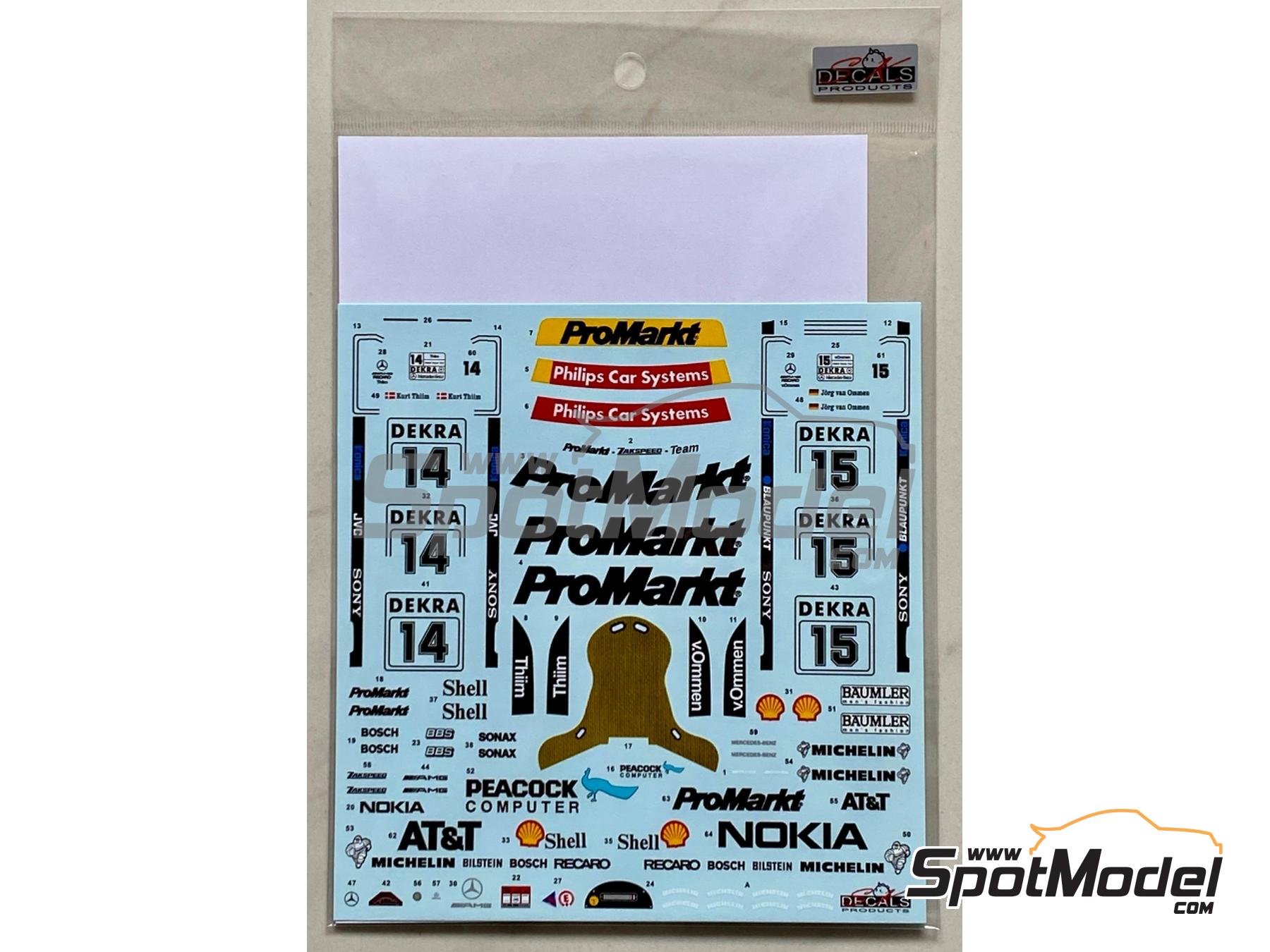 Image 5: Mercedes-Benz C-Class V6 Zakspeed Team sponsored by Promarkt - DTM - Deutsche Tourenwagen Masters 1994 | Marking / livery in 1/24 scale manufactured by SK Decals (ref.&nbsp;SK-24202, also SK24202)
