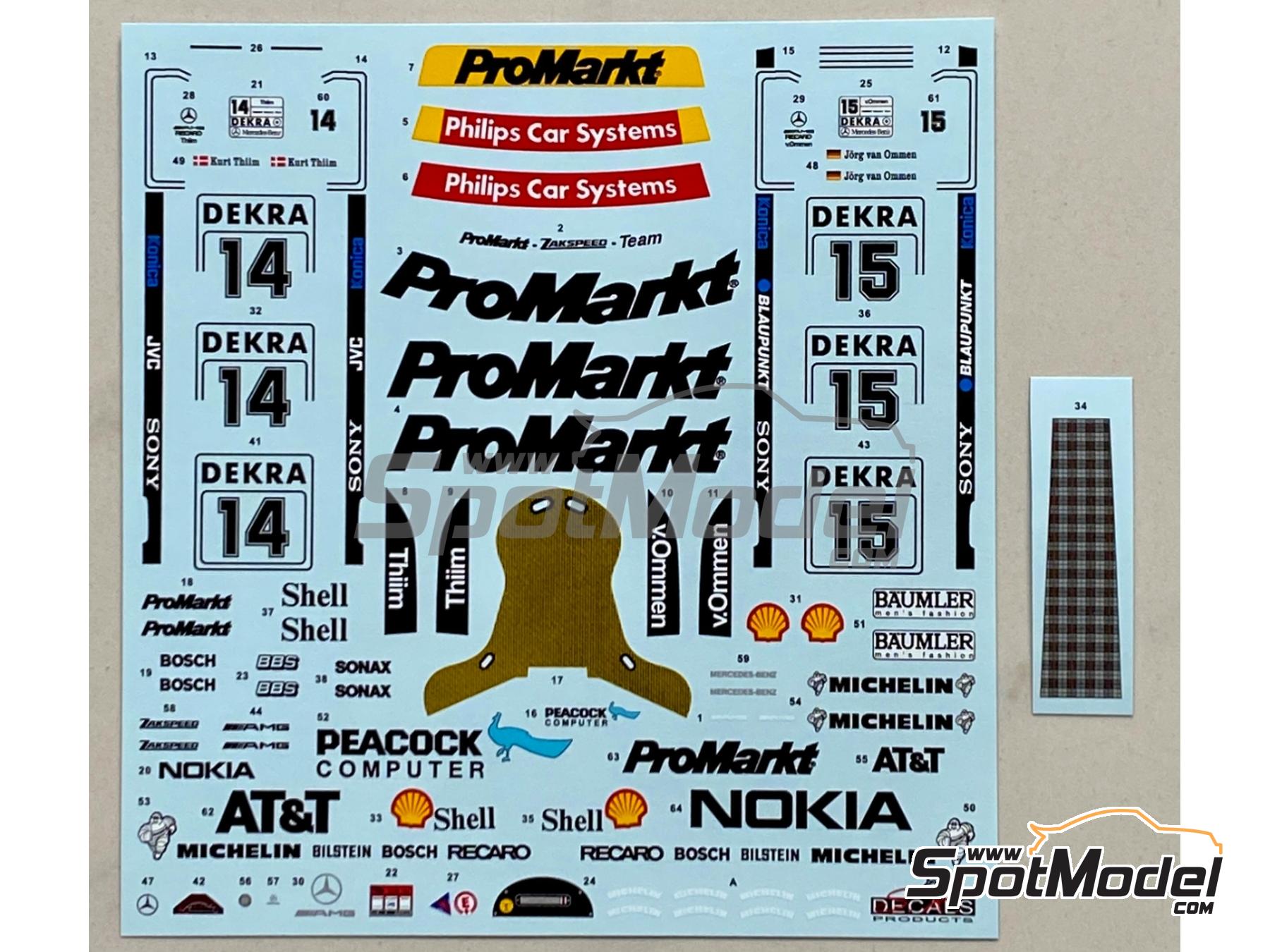 Image 6: Mercedes-Benz C-Class V6 Zakspeed Team sponsored by Promarkt - DTM - Deutsche Tourenwagen Masters 1994 | Marking / livery in 1/24 scale manufactured by SK Decals (ref.&nbsp;SK-24202, also SK24202)