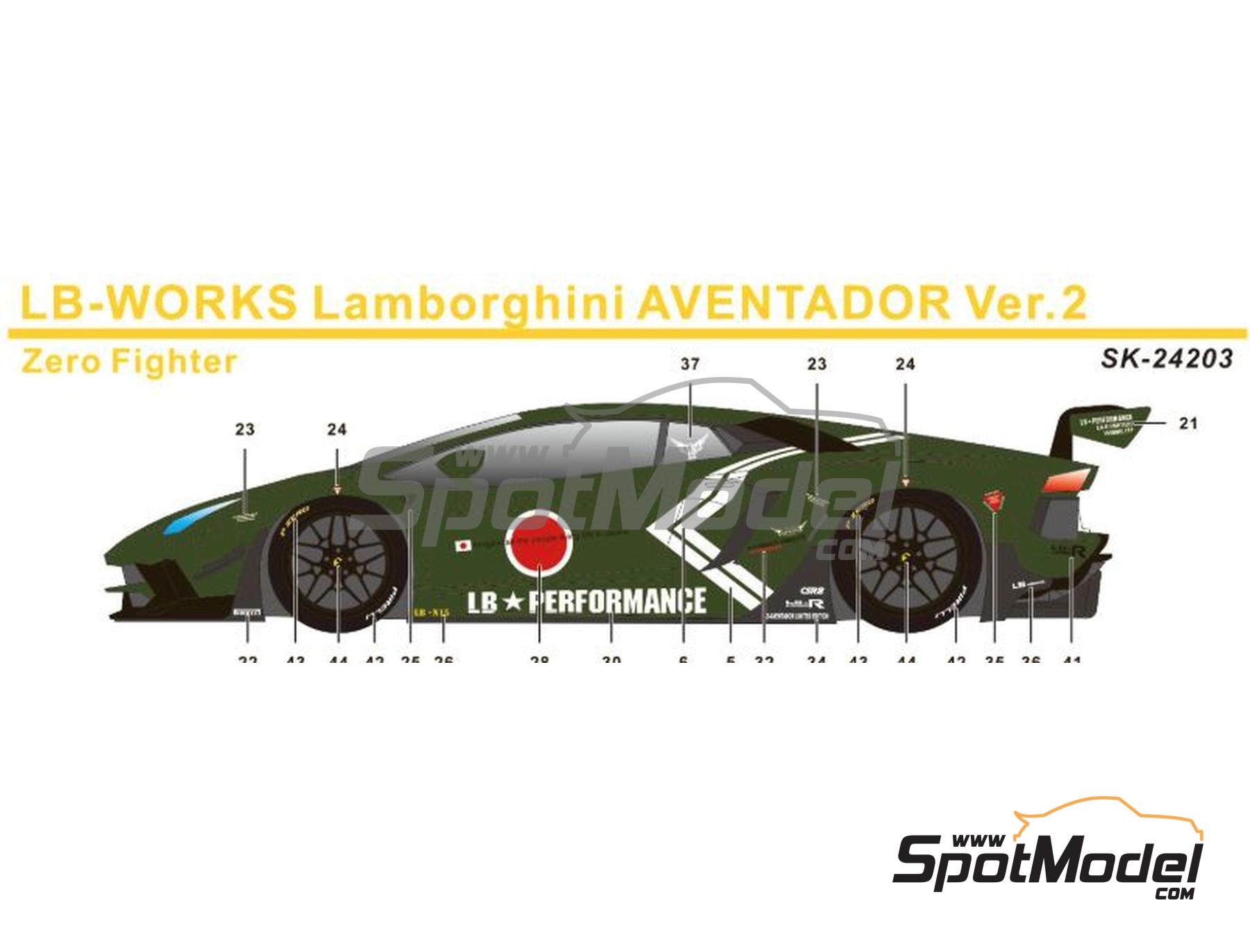 Image 1: Lamborghini Aventador Liberty Walk LB Works Version 2 Zero Fighter | Marking / livery in 1/24 scale manufactured by SK Decals (ref.&nbsp;SK-24203, also SK24203)