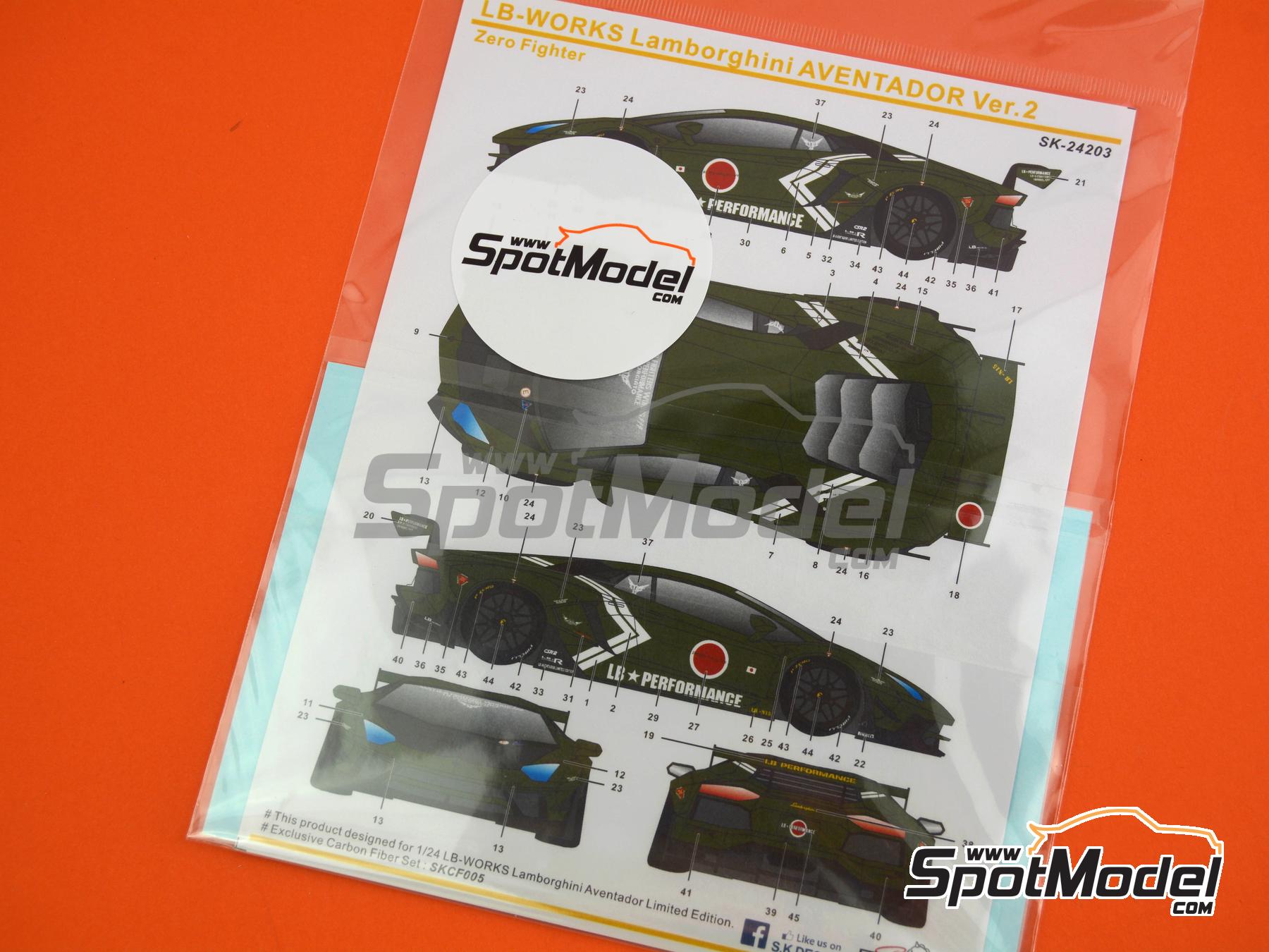 Image 6: Lamborghini Aventador Liberty Walk LB Works Version 2 Zero Fighter | Marking / livery in 1/24 scale manufactured by SK Decals (ref.&nbsp;SK-24203, also SK24203)