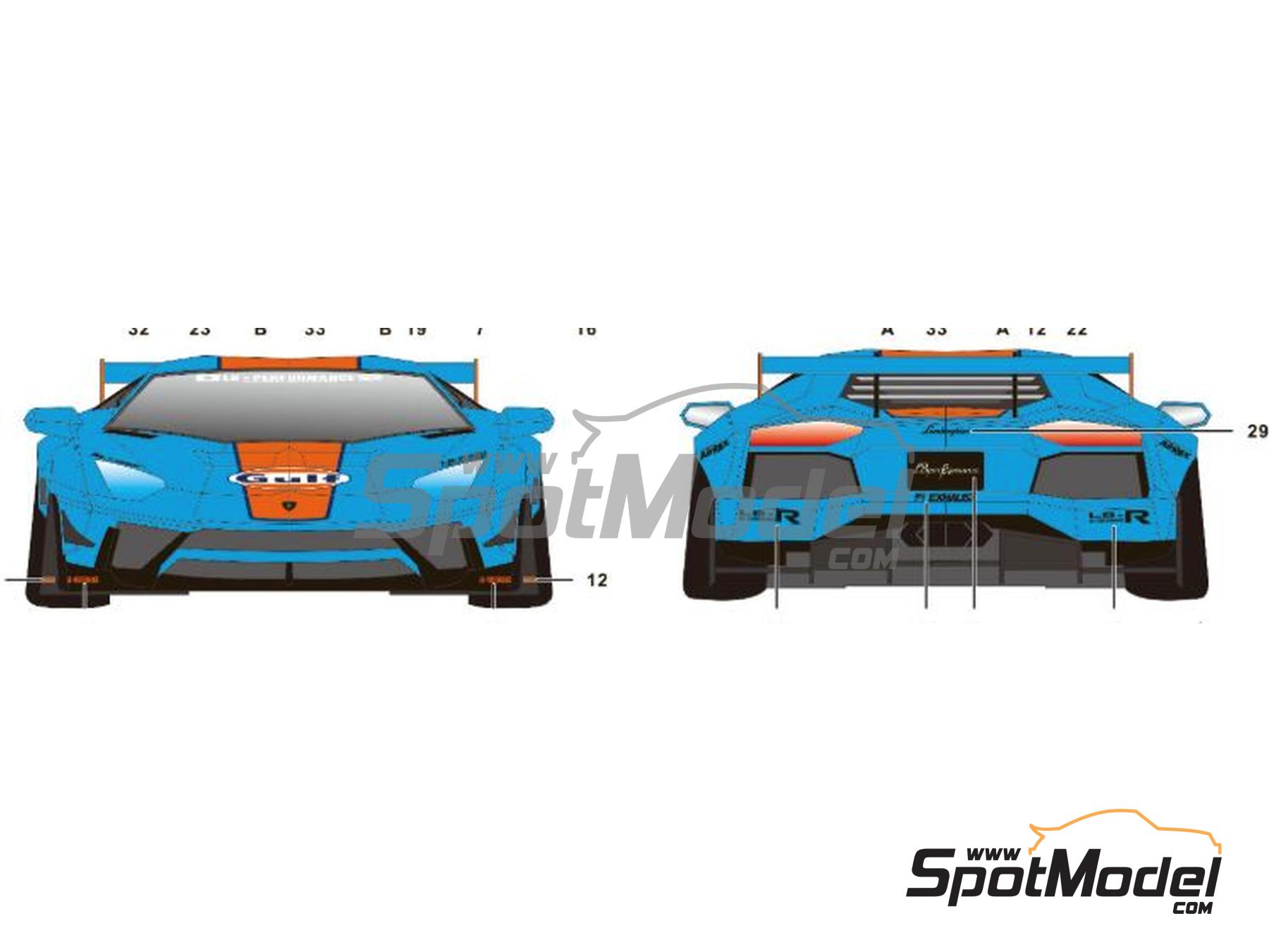 Image 4: Lamborghini Aventador Liberty Walk LB Works Version 2 sponsored by Gulf | Marking / livery in 1/24 scale manufactured by SK Decals (ref.&nbsp;SK-24205, also SK24205)