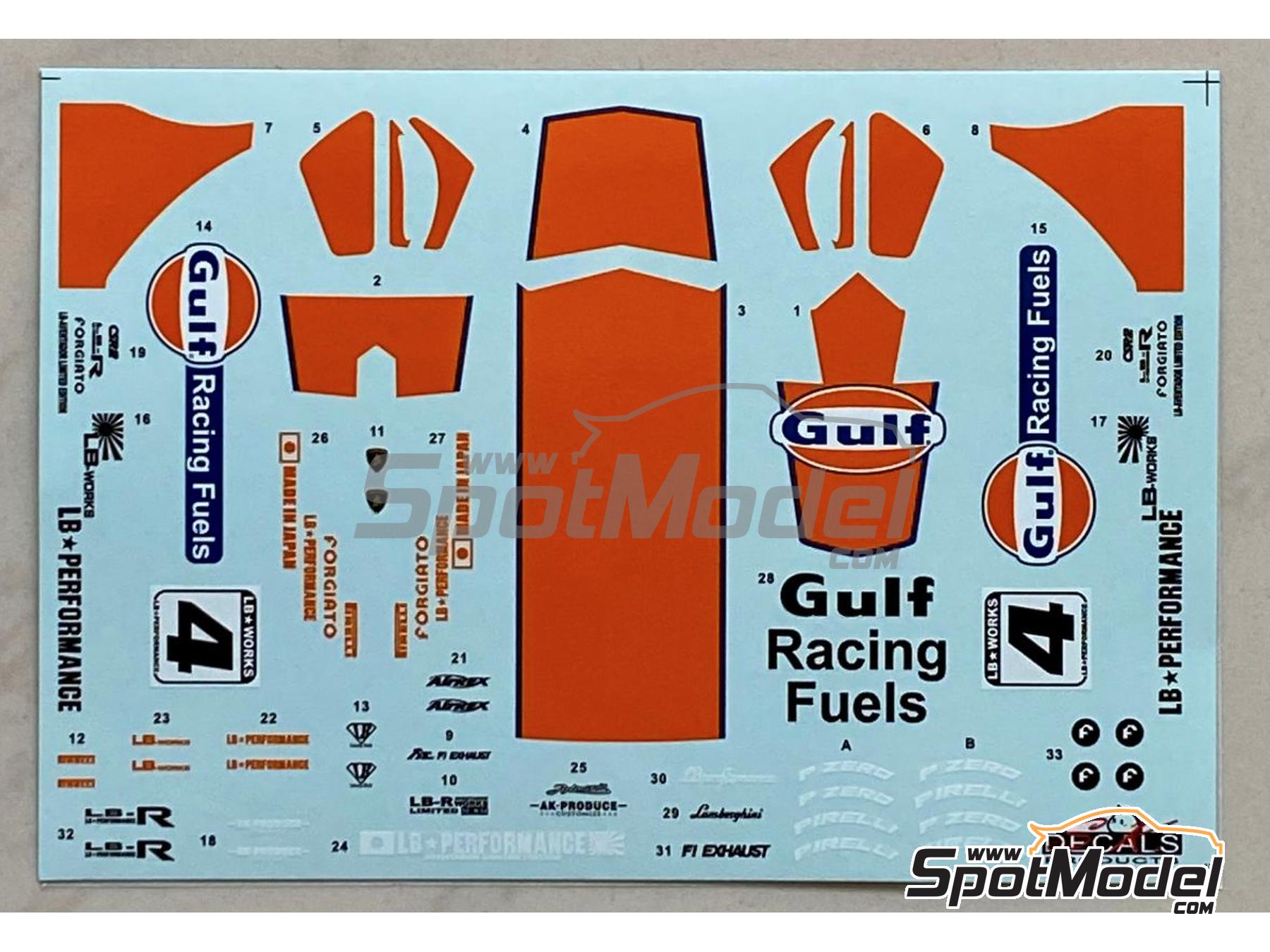 Image 5: Lamborghini Aventador Liberty Walk LB Works Version 2 sponsored by Gulf | Marking / livery in 1/24 scale manufactured by SK Decals (ref.&nbsp;SK-24205, also SK24205)
