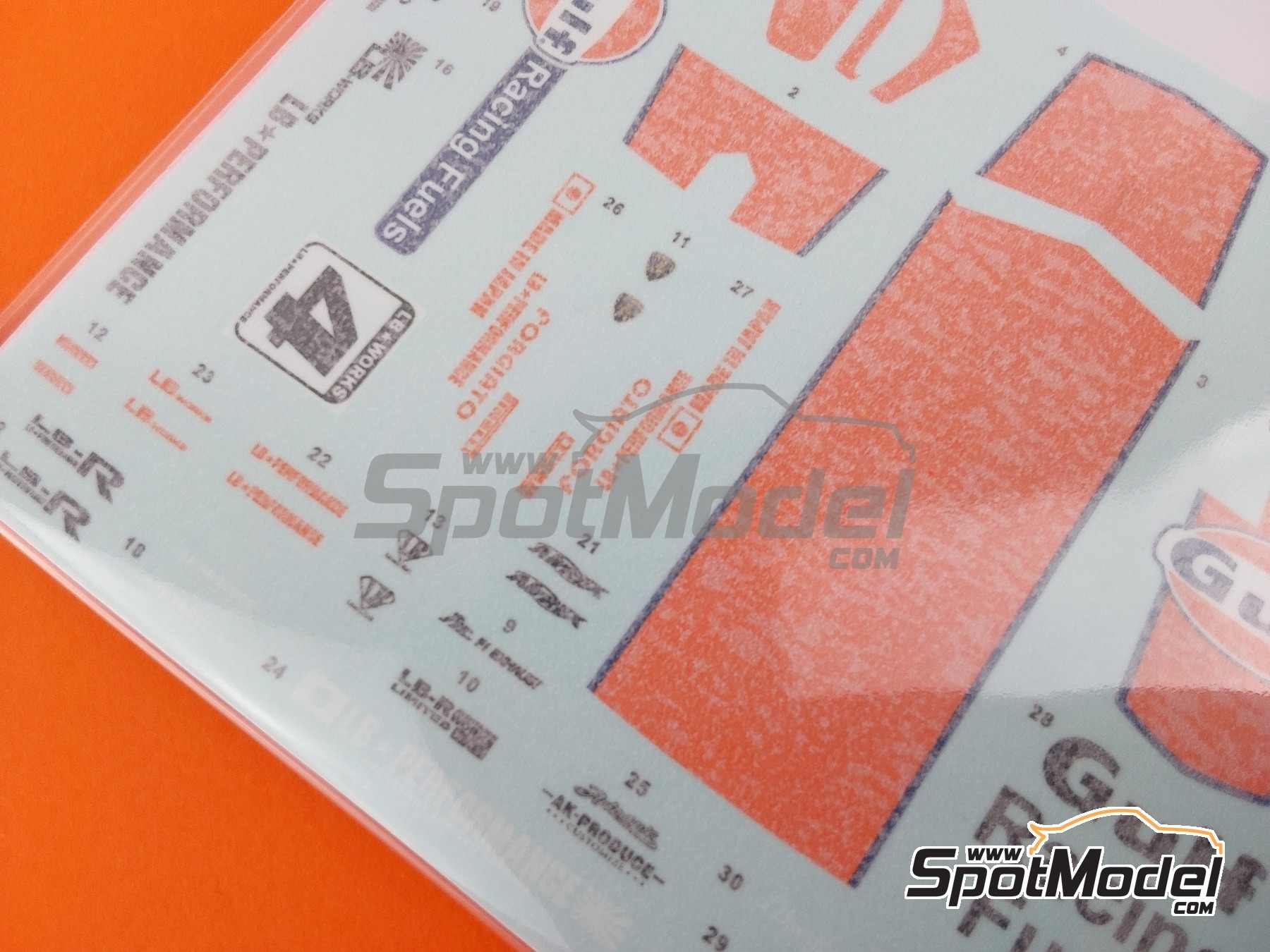 Image 9: Lamborghini Aventador Liberty Walk LB Works Version 2 sponsored by Gulf | Marking / livery in 1/24 scale manufactured by SK Decals (ref.&nbsp;SK-24205, also SK24205)