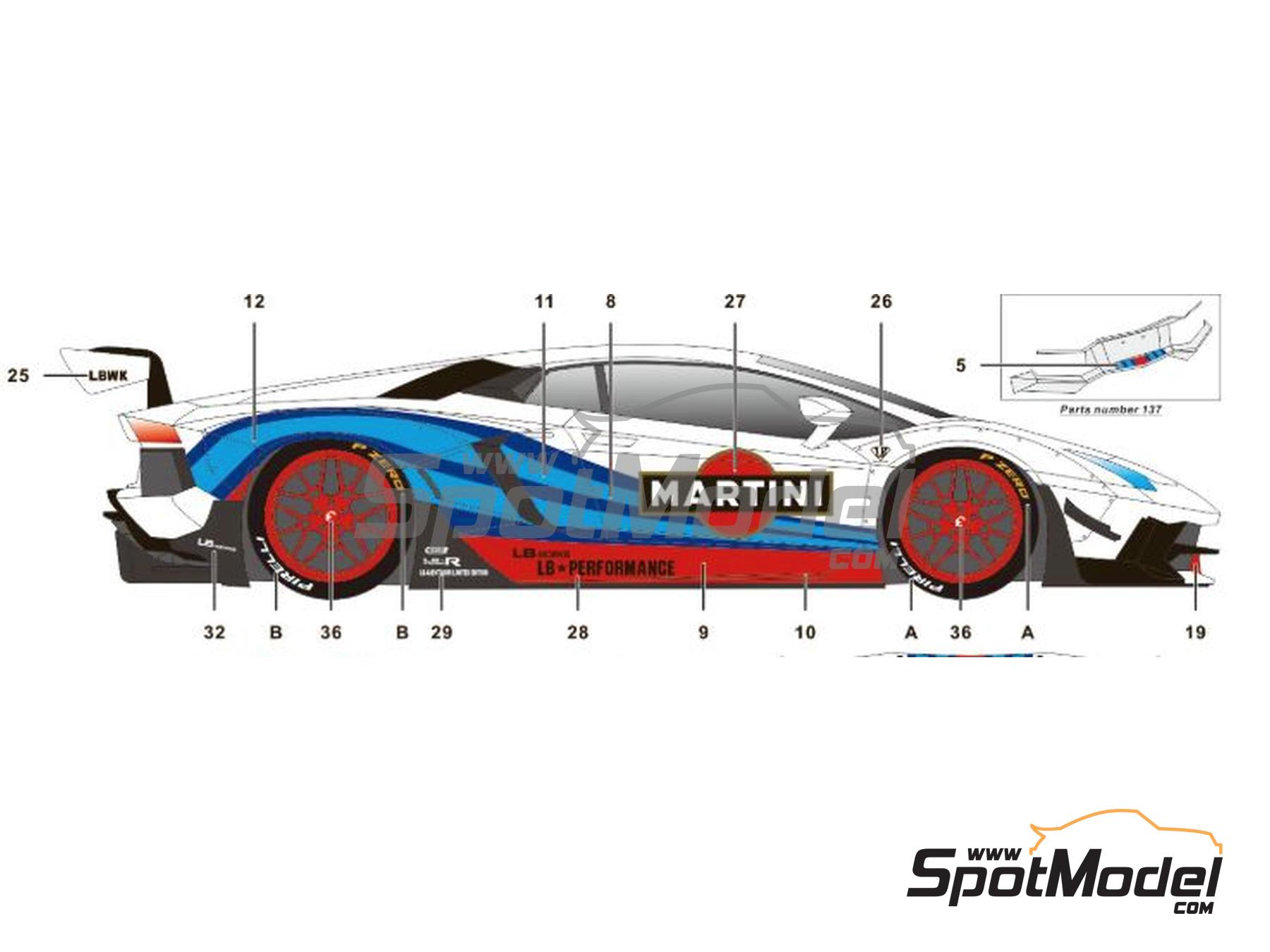 Image 3: Lamborghini Aventador Liberty Walk LB Works Version 2 sponsored by Martini | Marking / livery in 1/24 scale manufactured by SK Decals (ref.&nbsp;SK-24206, also SK24206)