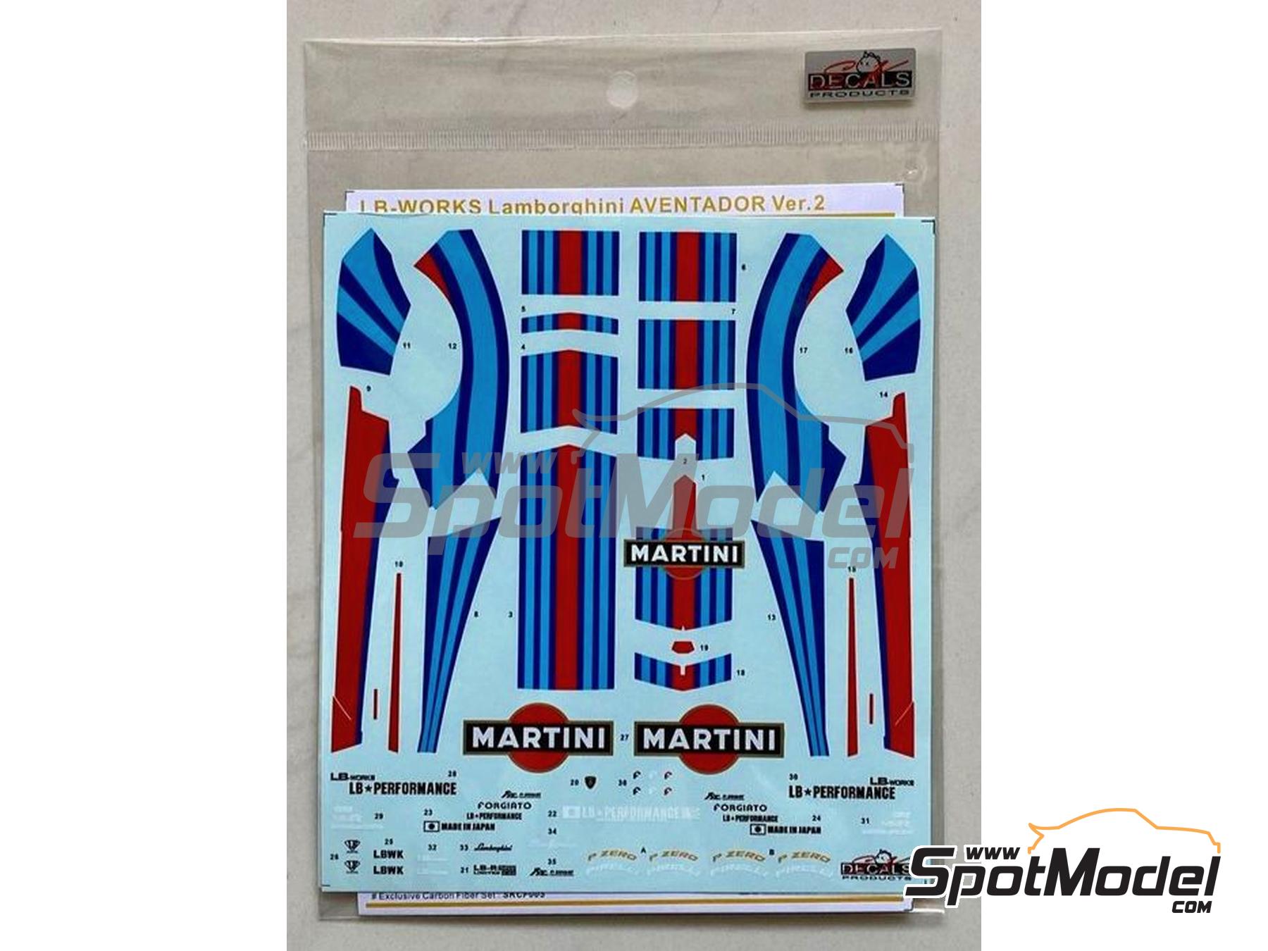 Image 6: Lamborghini Aventador Liberty Walk LB Works Version 2 sponsored by Martini | Marking / livery in 1/24 scale manufactured by SK Decals (ref.&nbsp;SK-24206, also SK24206)