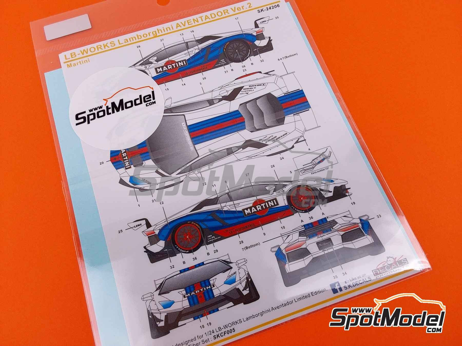 Image 7: Lamborghini Aventador Liberty Walk LB Works Version 2 sponsored by Martini | Marking / livery in 1/24 scale manufactured by SK Decals (ref.&nbsp;SK-24206, also SK24206)