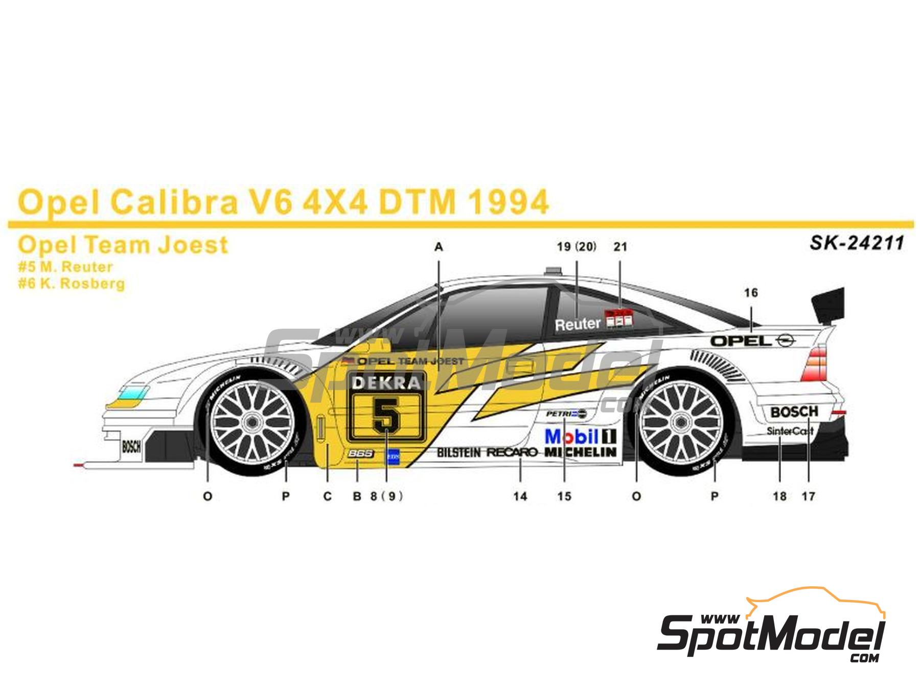 Image 1: Opel Calibra V6 4X4 Joest Racing Team sponsored by Mobil 1 - DTM - Deutsche Tourenwagen Masters 1994 | Marking / livery in 1/24 scale manufactured by SK Decals (ref. SK-24211)