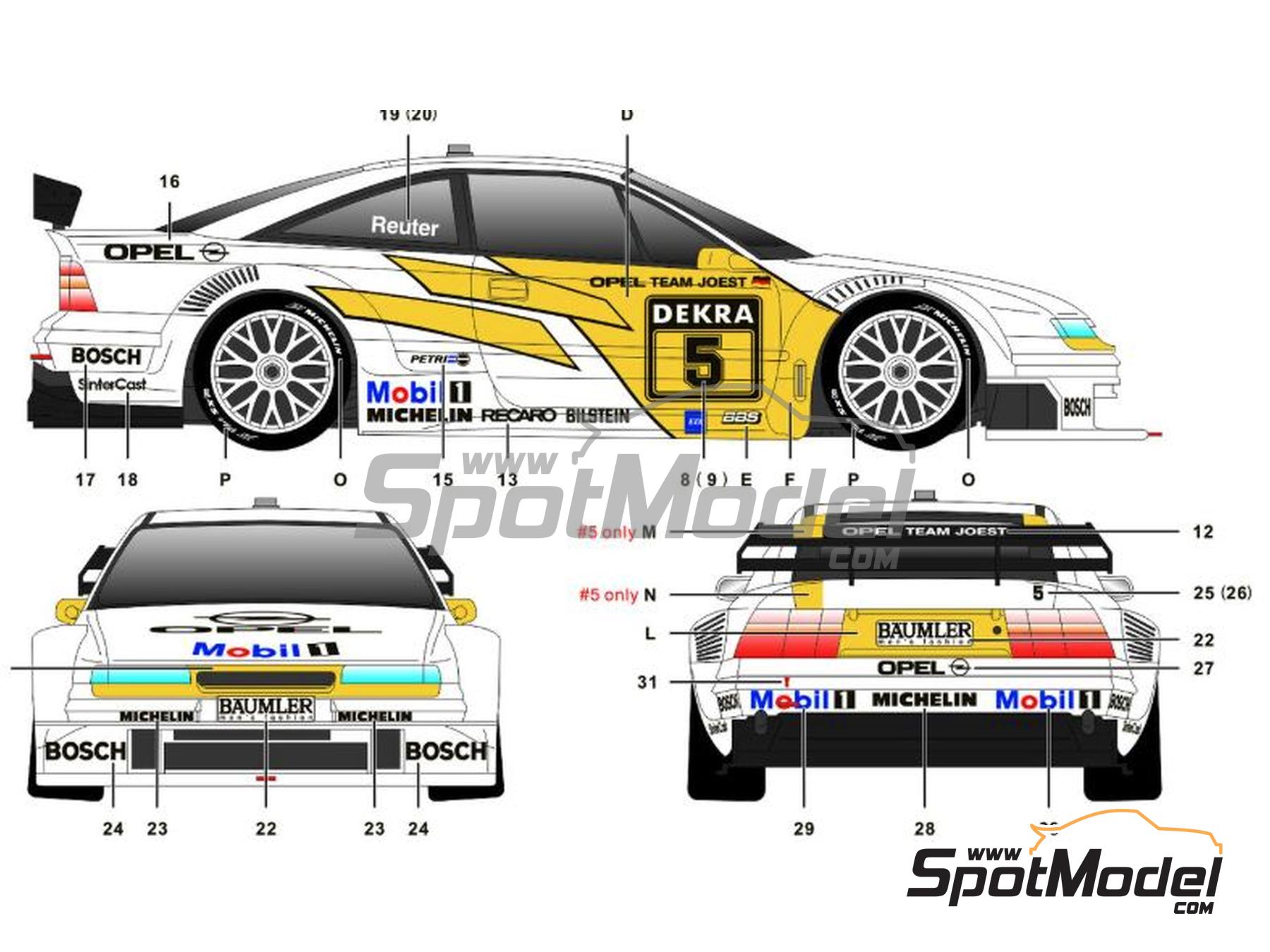 Image 3: Opel Calibra V6 4X4 Joest Racing Team sponsored by Mobil 1 - DTM - Deutsche Tourenwagen Masters 1994 | Marking / livery in 1/24 scale manufactured by SK Decals (ref. SK-24211)