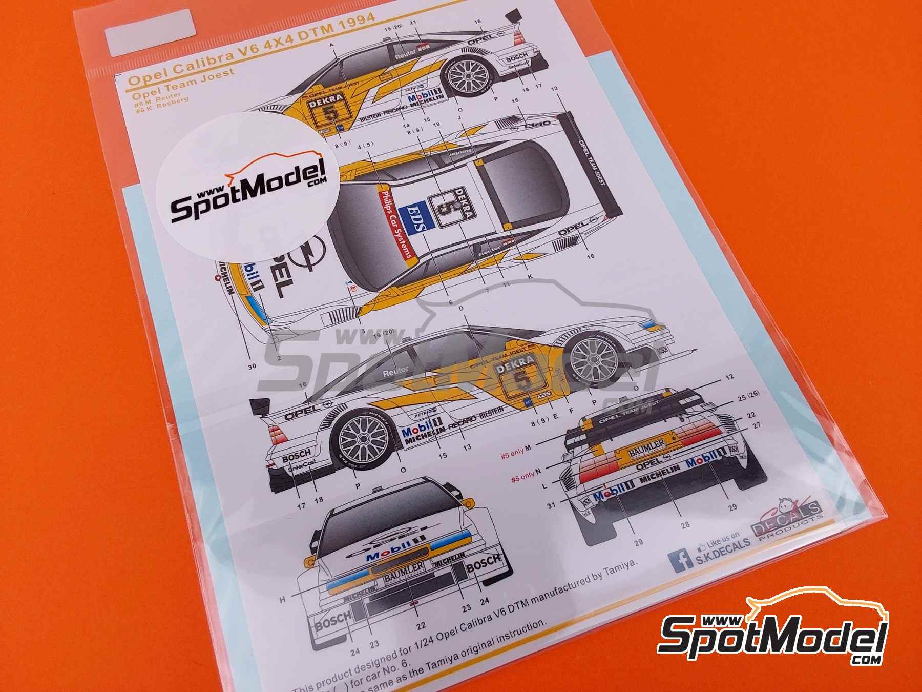 Image 4: Opel Calibra V6 4X4 Joest Racing Team sponsored by Mobil 1 - DTM - Deutsche Tourenwagen Masters 1994 | Marking / livery in 1/24 scale manufactured by SK Decals (ref. SK-24211)