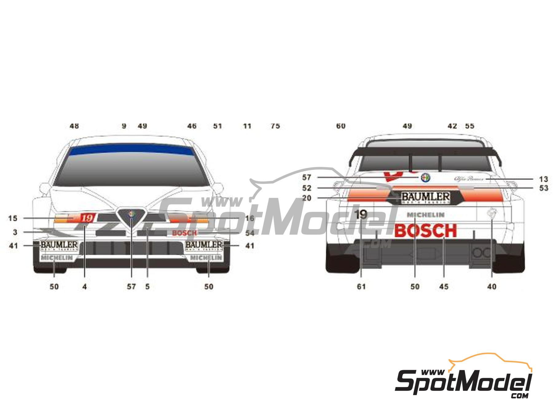 Image 4: Alfa Romeo 155 V6 Ti JAS Motorsport Team sponsored by Bosch - ITC 1996 | Marking / livery in 1/24 scale manufactured by SK Decals (ref.&nbsp;SK-24214, also SK24214)