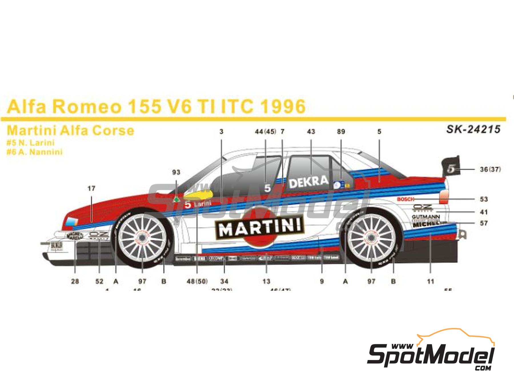 Image 1: Alfa Romeo 155 V6 Ti Equipo Alfa Corse patrocinado por Martini - ITC 1996 | Decoración en escala 1/24 fabricado por SK Decals (ref. SK-24215, tambien SK24215)