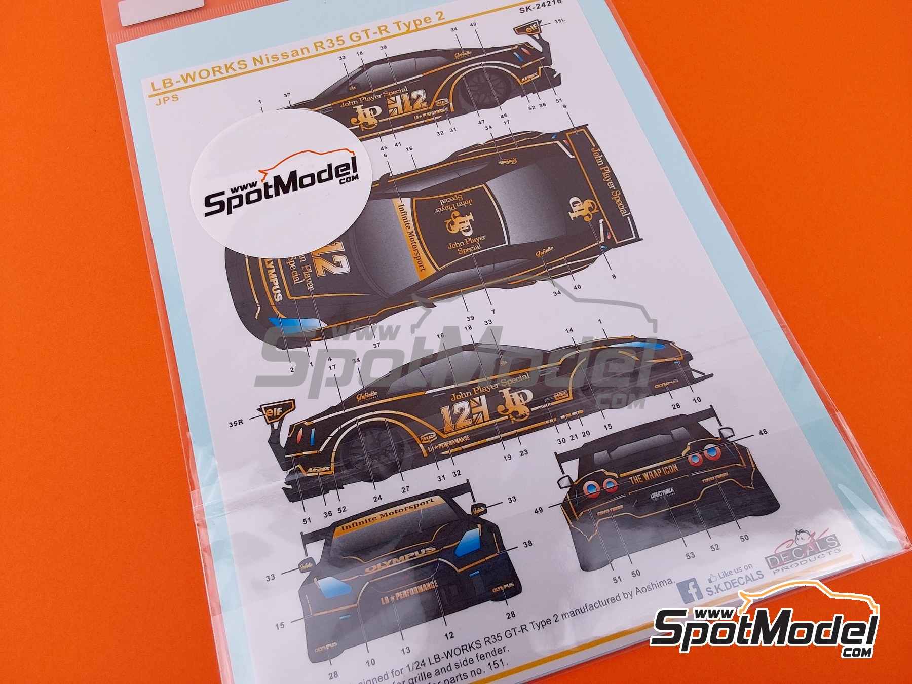 Image 4: Liberty Walk LB Works Nissan R35 GT-R Type 2 (Chrome and Carbon Version) sponsored by John Player Special | Marking / livery in 1/24 scale manufactured by SK Decals (ref. SK-24216)