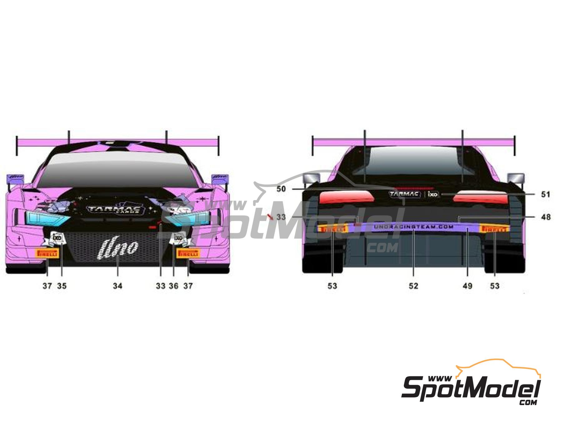 Image 4: Audi R8 LMS Evo II GT3 Equipo Uno Racing patrocinado por Tarmac Works - Macau FIA GT World Cup Championship 2024 | Decoraci&oacute;n en escala&nbsp;1/24 fabricado por SK Decals (ref.&nbsp;SK-24217)