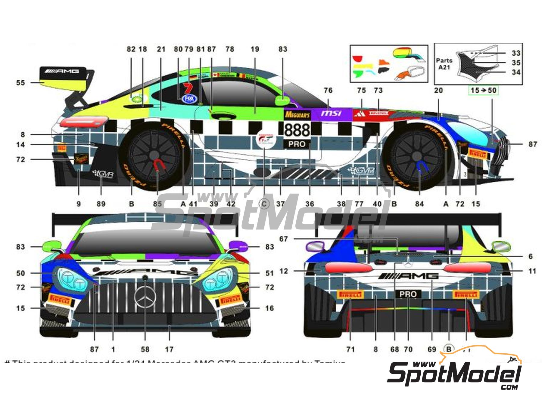 Image 3: Mercedes AMG GT3 Evo GruppeM Racing Team - 12 hours Bathurst 2025 | Marking / livery in 1/24 scale manufactured by SK Decals (ref.&nbsp;SK-24221)