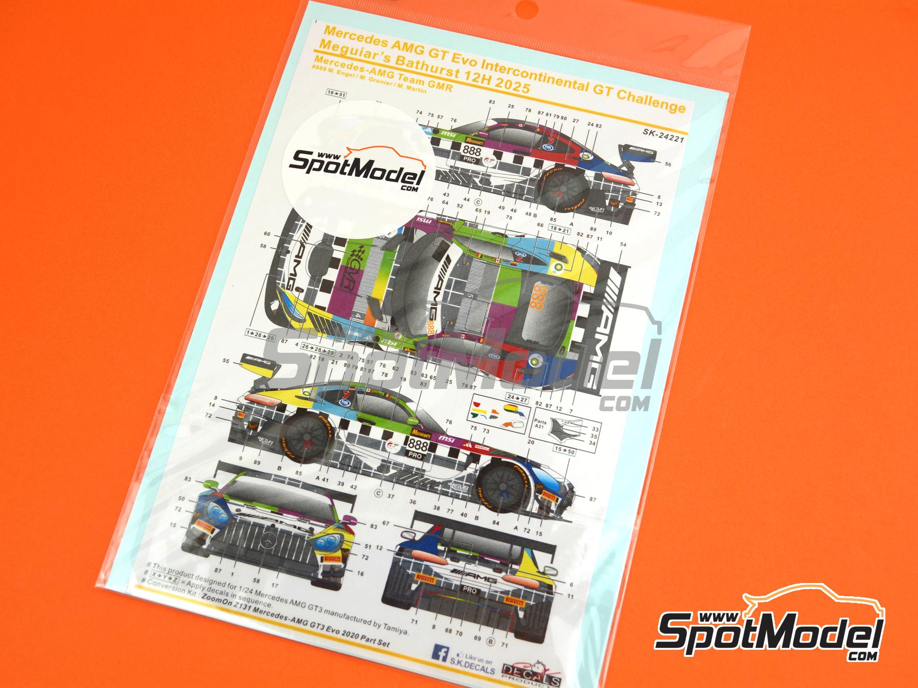 Image 8: Mercedes AMG GT3 Evo GruppeM Racing Team - 12 hours Bathurst 2025 | Marking / livery in 1/24 scale manufactured by SK Decals (ref.&nbsp;SK-24221)