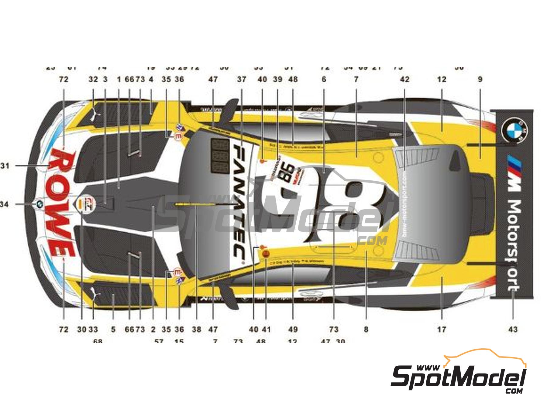 Image 2: BMW M4 GT3 Equipo Rowe Racing patrocinado por Rowe Motor Oil - CrowdStrike 24 Horas de Spa 2023 | Decoraci&oacute;n en escala&nbsp;1/24 fabricado por SK Decals (ref.&nbsp;SK-24224)