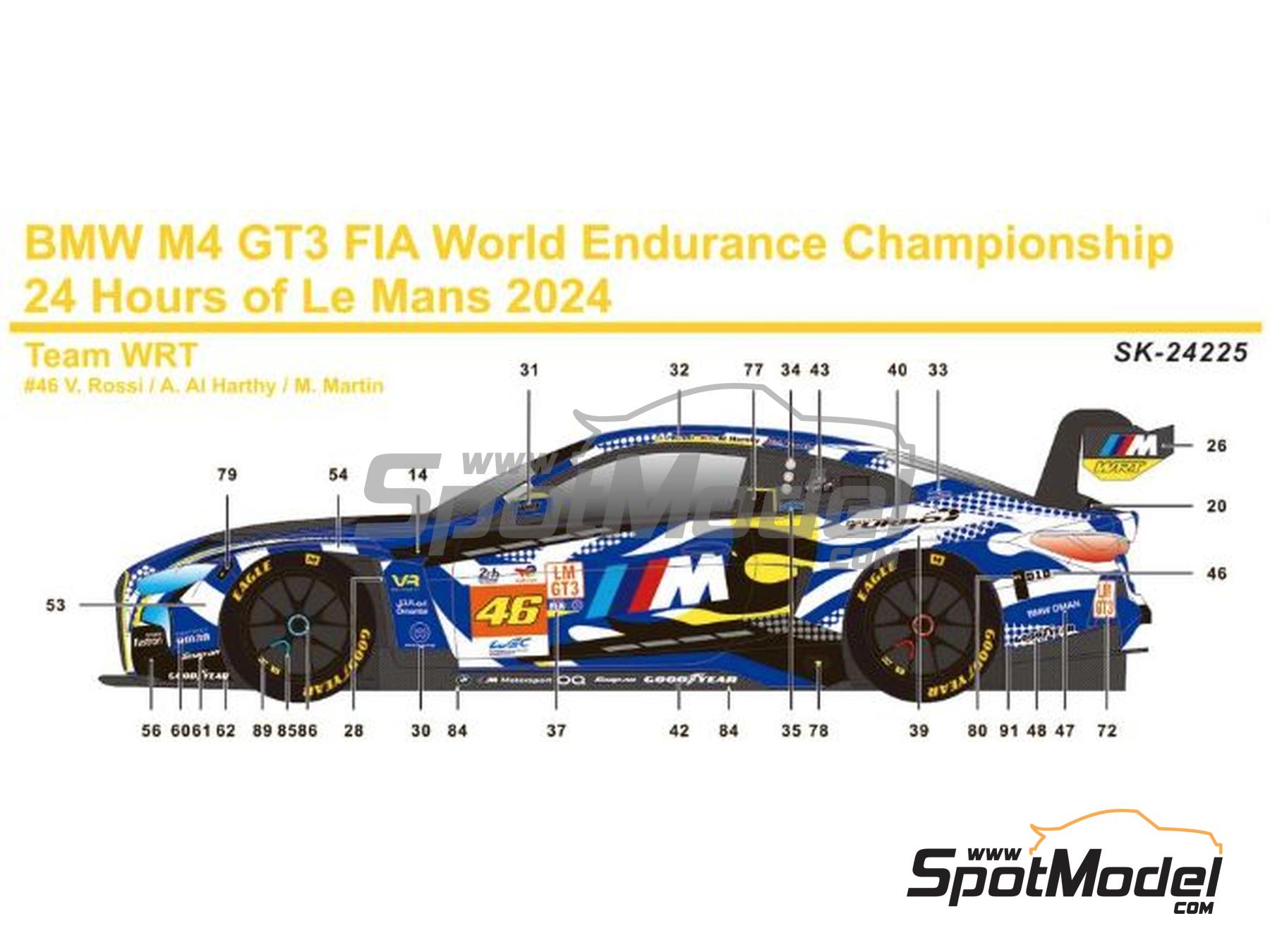 Image 1: BMW M4 GT3 Equipo WRT patrocinado por Pertamax Turbo, Monster - 24 Horas de Le Mans 2024 | Decoración en escala 1/24 fabricado por SK Decals (ref. SK-24225)