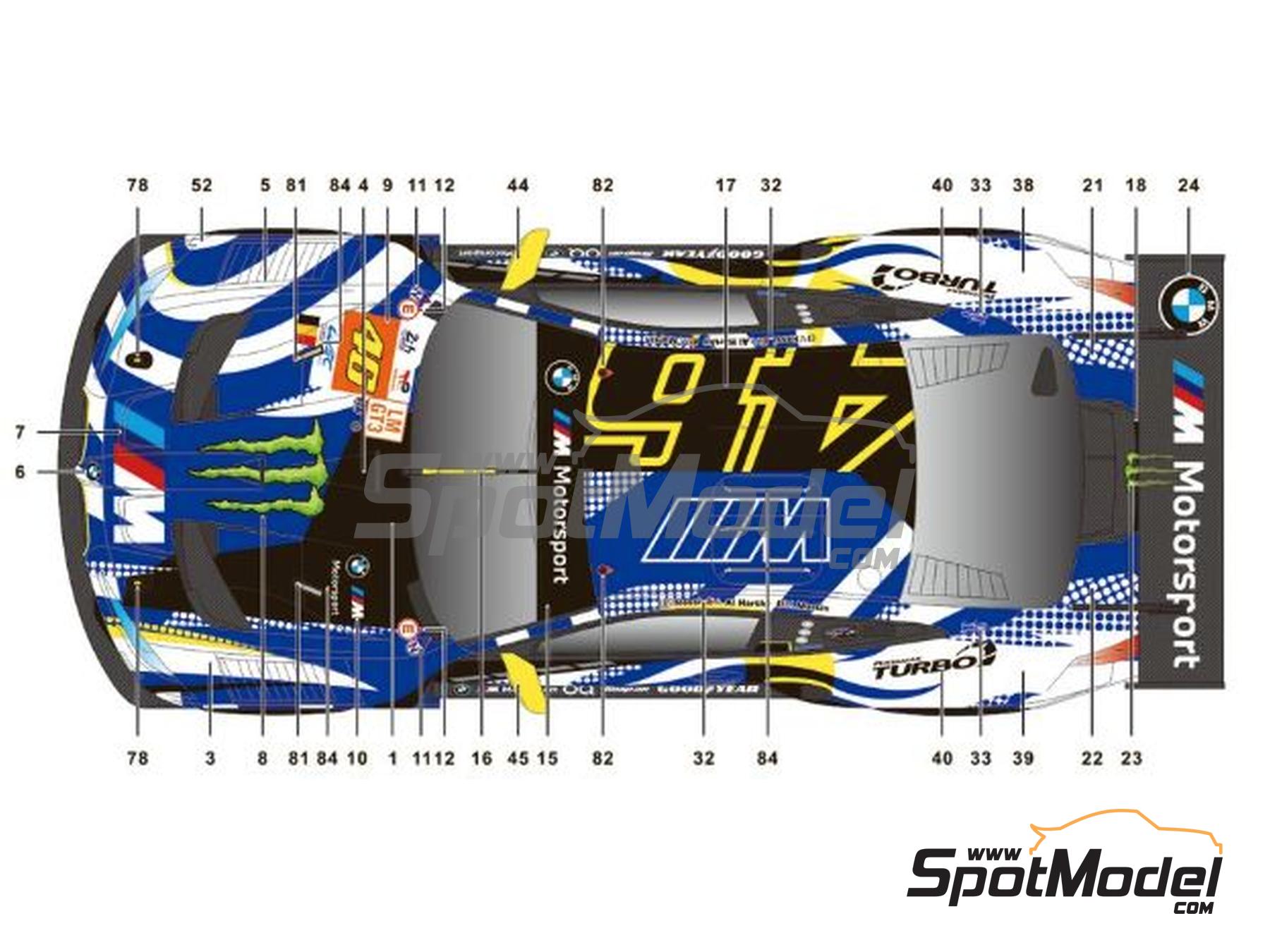 Image 2: BMW M4 GT3 Equipo WRT patrocinado por Pertamax Turbo, Monster - 24 Horas de Le Mans 2024 | Decoración en escala 1/24 fabricado por SK Decals (ref. SK-24225)
