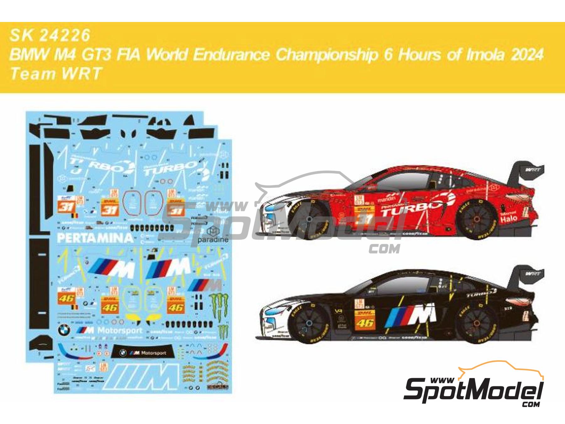 Image 1: BMW M4 GT3 Equipo WRT patrocinado por Pertamax Turbo - 6 Horas de Imola Campeonato del Mundo FIA de Resistencia (WEC) 2024 | Decoraci&oacute;n en escala&nbsp;1/24 fabricado por SK Decals (ref.&nbsp;SK-24226)