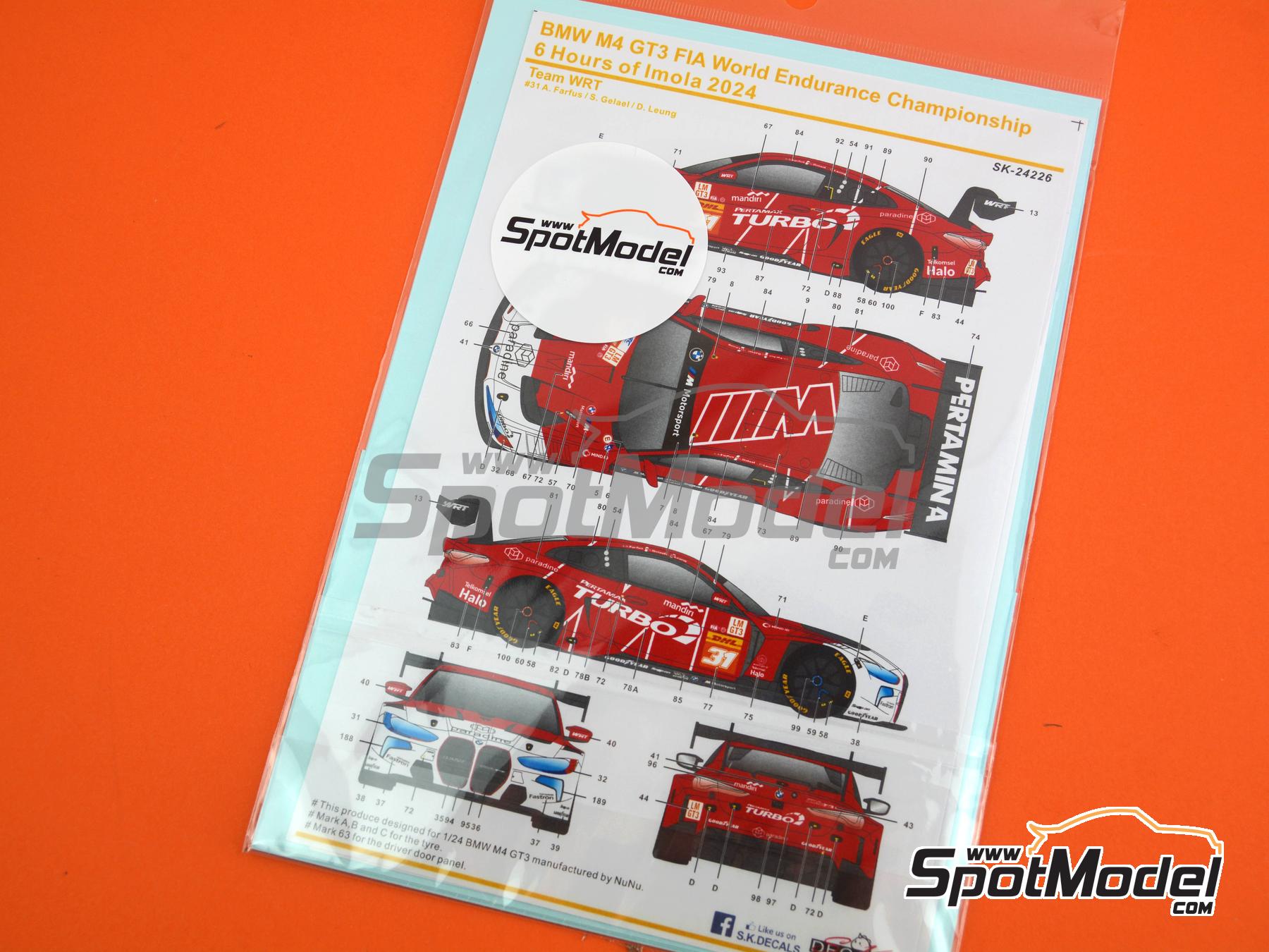 Image 2: BMW M4 GT3 Equipo WRT patrocinado por Pertamax Turbo - 6 Horas de Imola Campeonato del Mundo FIA de Resistencia (WEC) 2024 | Decoraci&oacute;n en escala&nbsp;1/24 fabricado por SK Decals (ref.&nbsp;SK-24226)