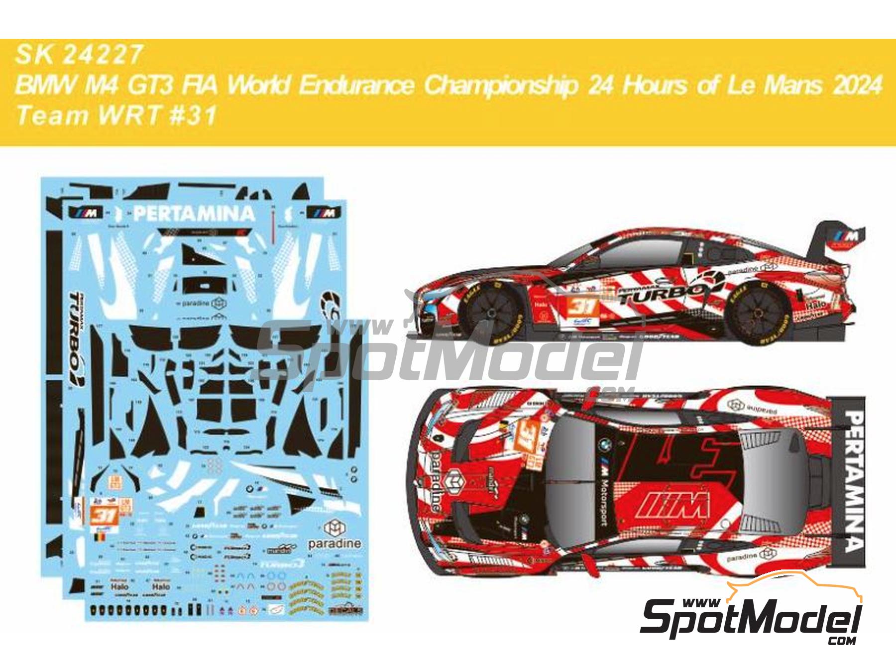 Image 1: BMW M4 GT3 WRT Team sponsored by Pertamax Turbo, Paradine - 24 Hours Le Mans 2024 | Marking / livery in 1/24 scale manufactured by SK Decals (ref.&nbsp;SK-24227)