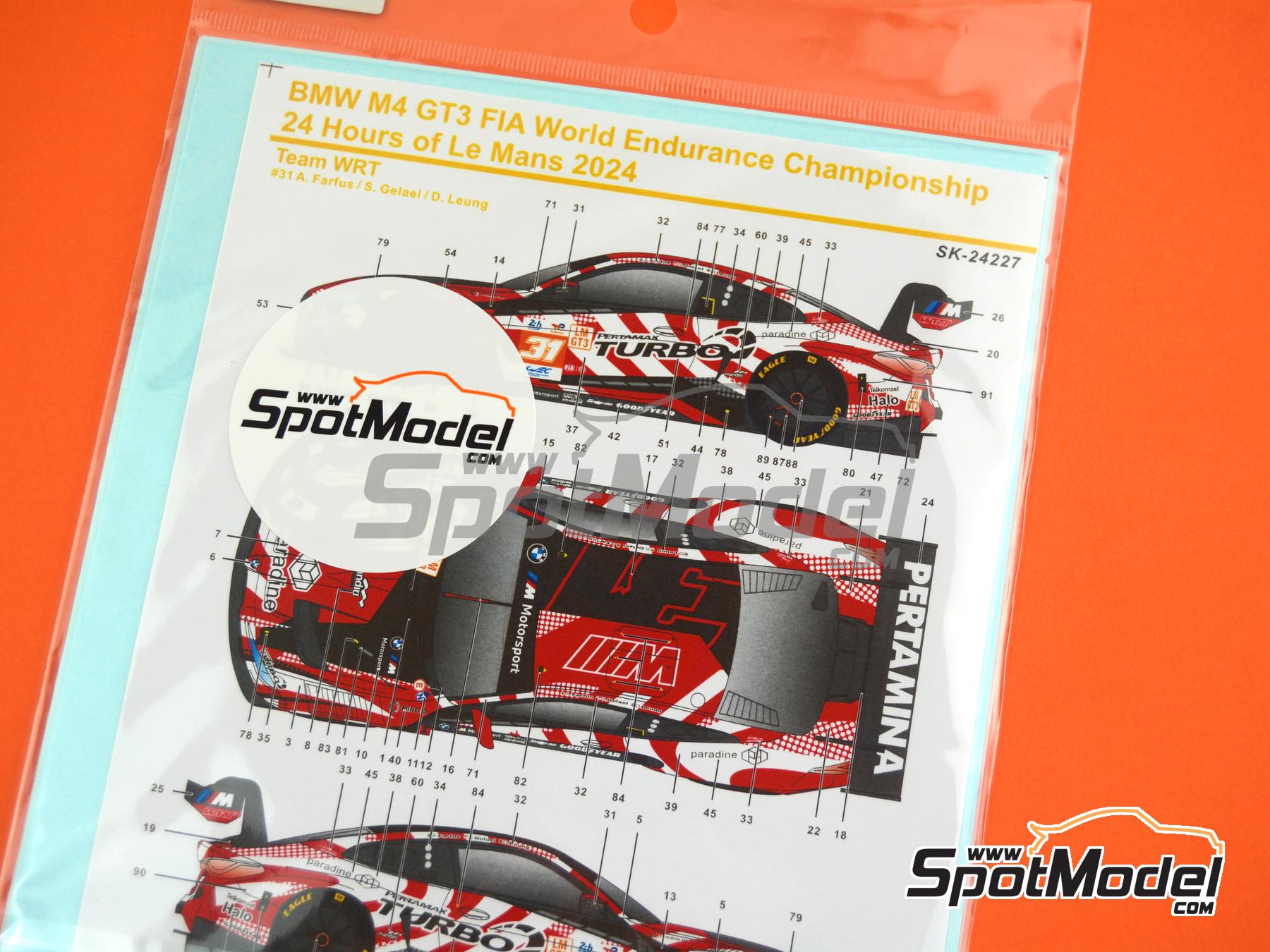 Image 2: BMW M4 GT3 WRT Team sponsored by Pertamax Turbo, Paradine - 24 Hours Le Mans 2024 | Marking / livery in 1/24 scale manufactured by SK Decals (ref.&nbsp;SK-24227)