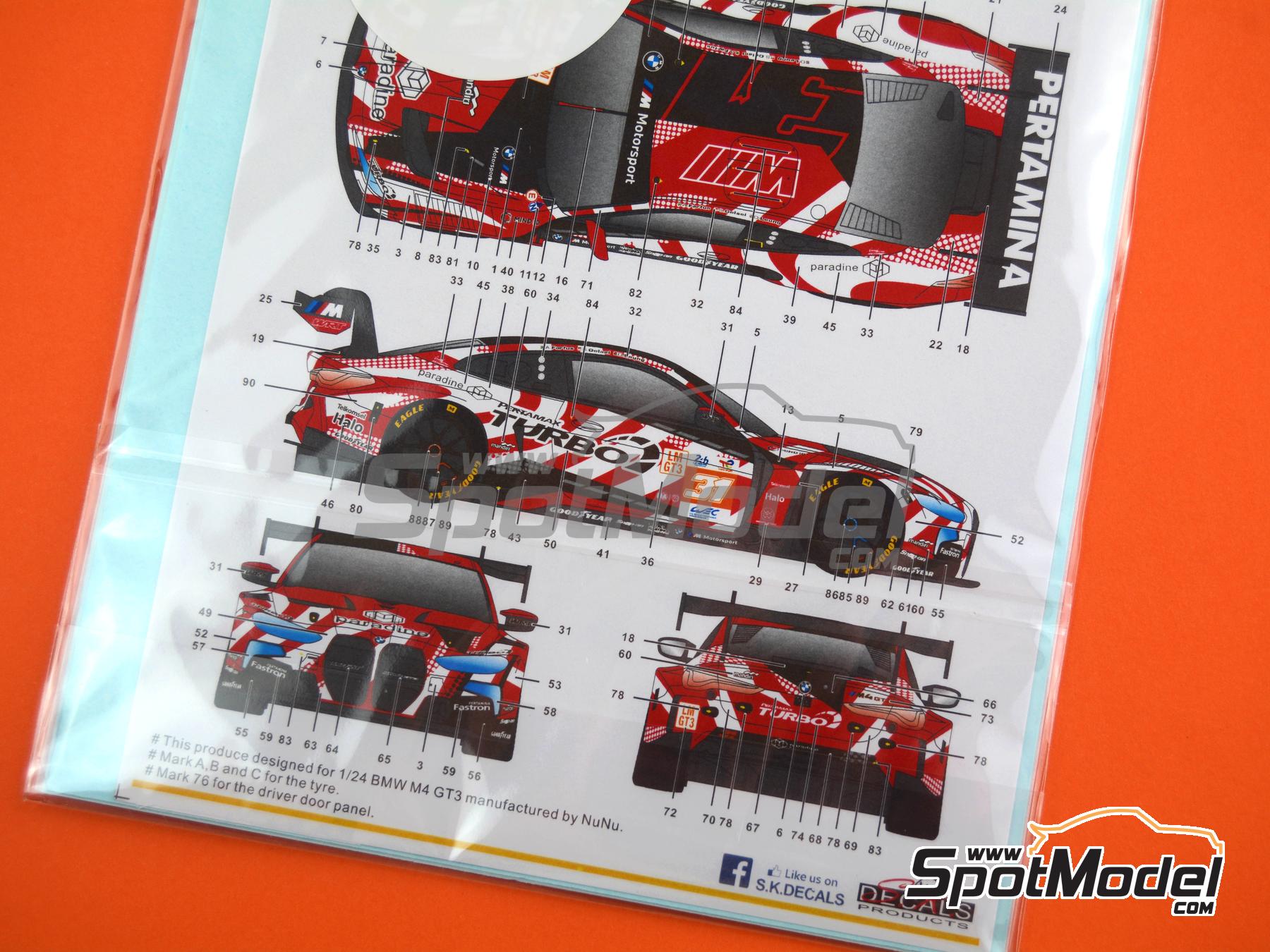 Image 3: BMW M4 GT3 WRT Team sponsored by Pertamax Turbo, Paradine - 24 Hours Le Mans 2024 | Marking / livery in 1/24 scale manufactured by SK Decals (ref.&nbsp;SK-24227)