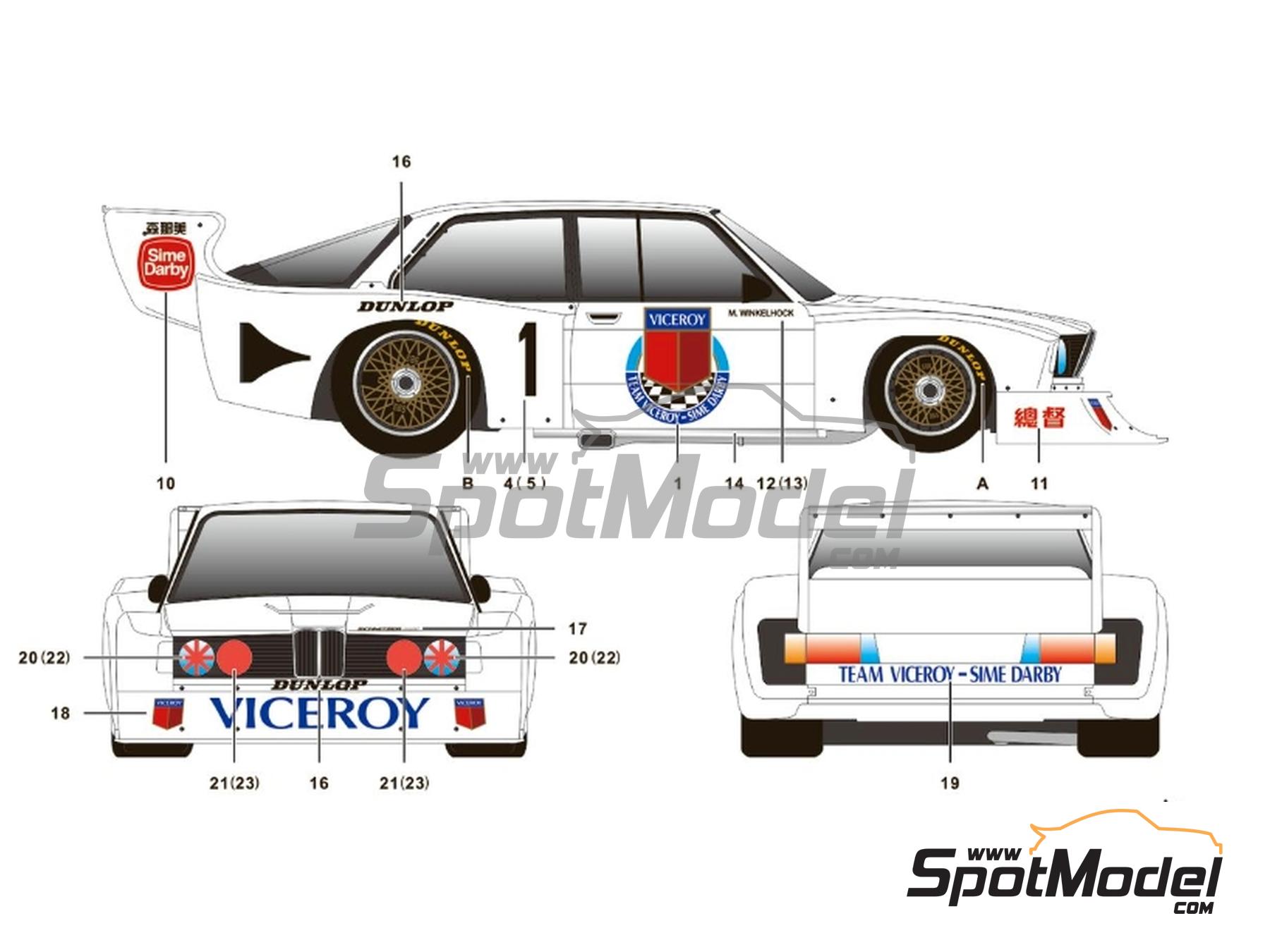 Image 4: BMW 320 E21 Turbo Group 5 Schnitzer Motorsport Team sponsored by Viceroy - Guia Race of Macau 1981 | Marking / livery in 1/24 scale manufactured by SK Decals (ref.&nbsp;SK-24230, also SK24230)