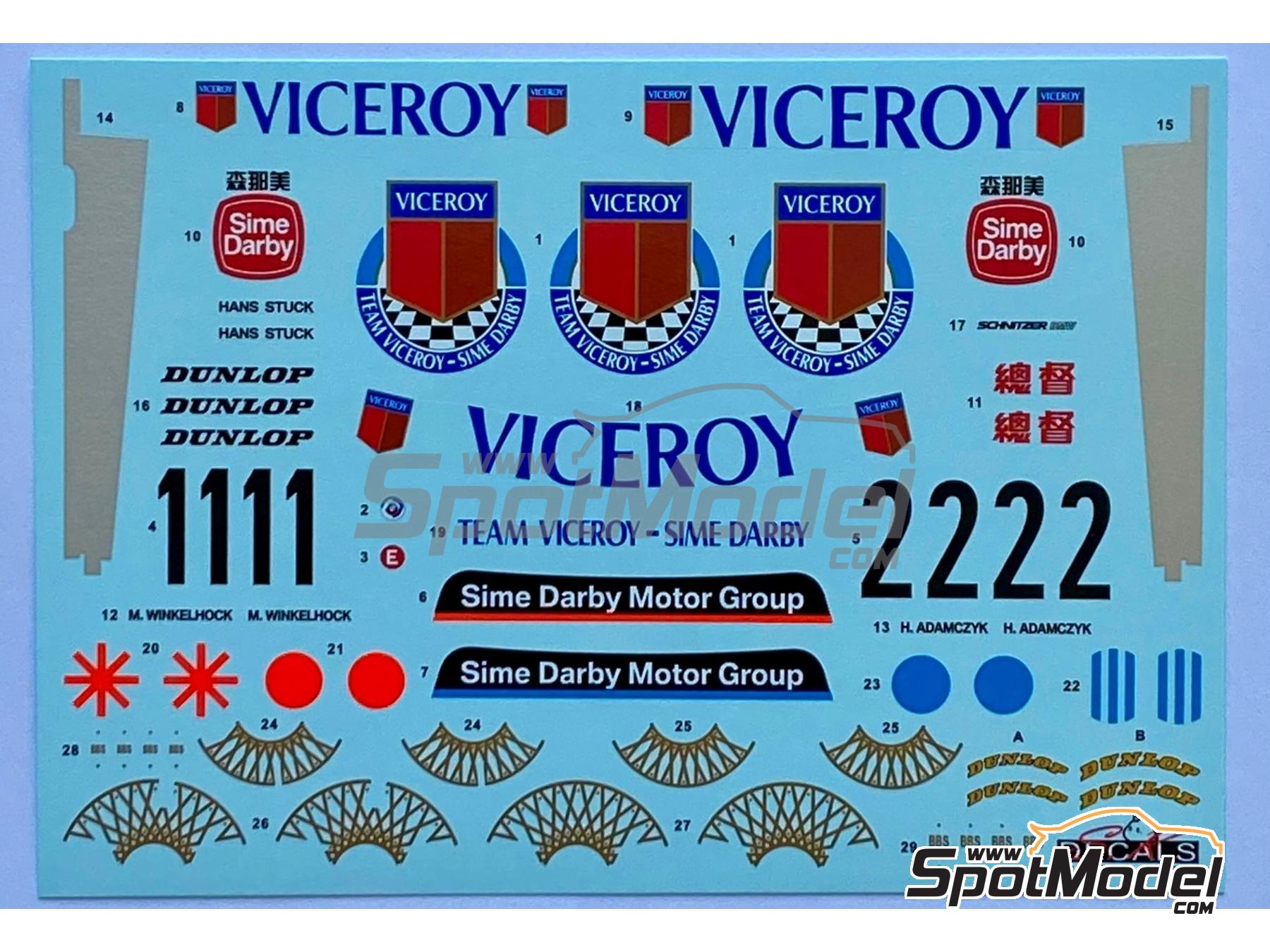 Image 5: BMW 320 E21 Turbo Group 5 Schnitzer Motorsport Team sponsored by Viceroy - Guia Race of Macau 1981 | Marking / livery in 1/24 scale manufactured by SK Decals (ref.&nbsp;SK-24230, also SK24230)