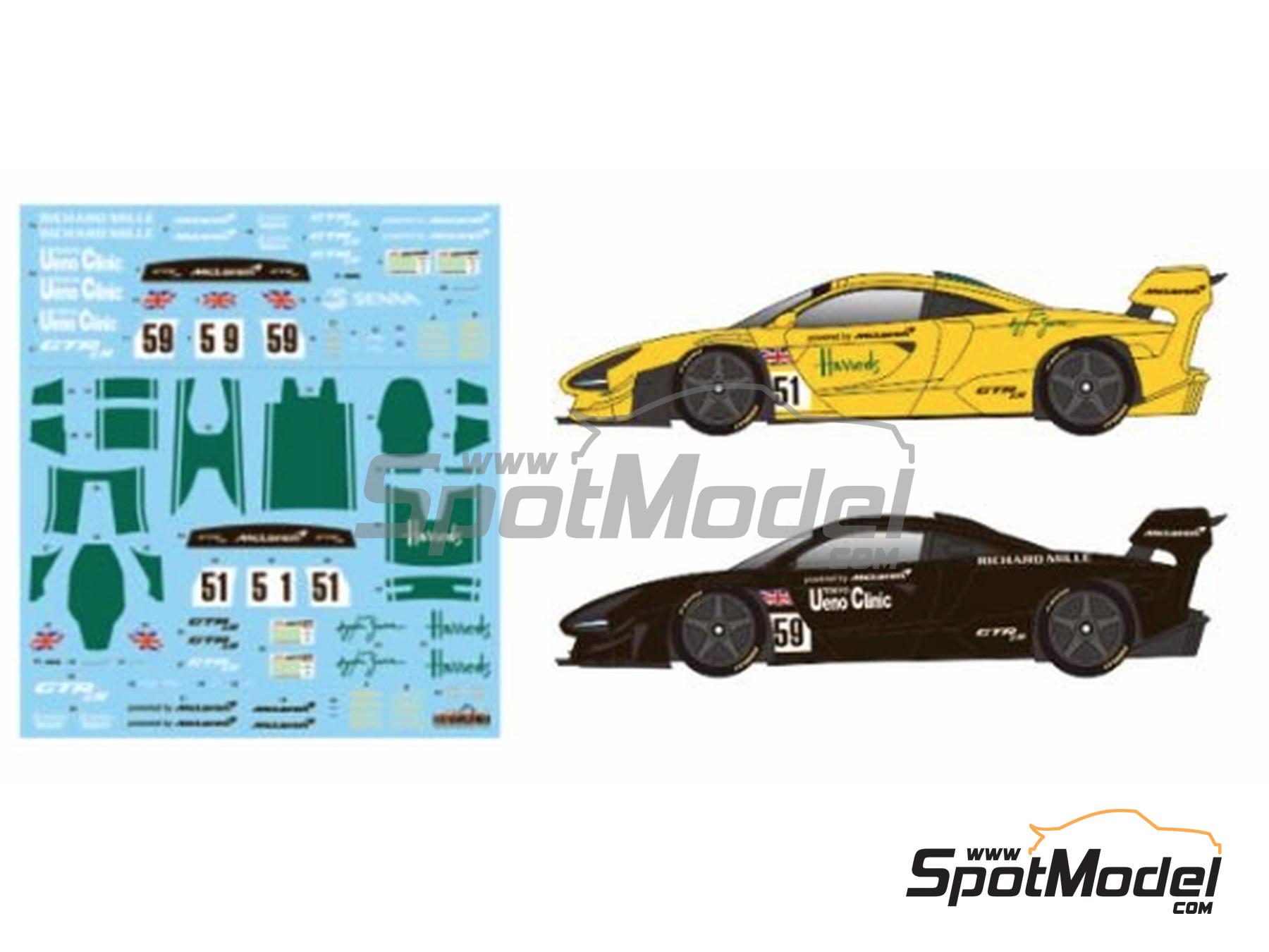 Image 1: McLaren Senna GTR LM Dress Up - Set A sponsored by Ueno Clinic, Harrods | Marking / livery in 1/24 scale manufactured by SK Decals (ref.&nbsp;SK-24234, also SK24234)