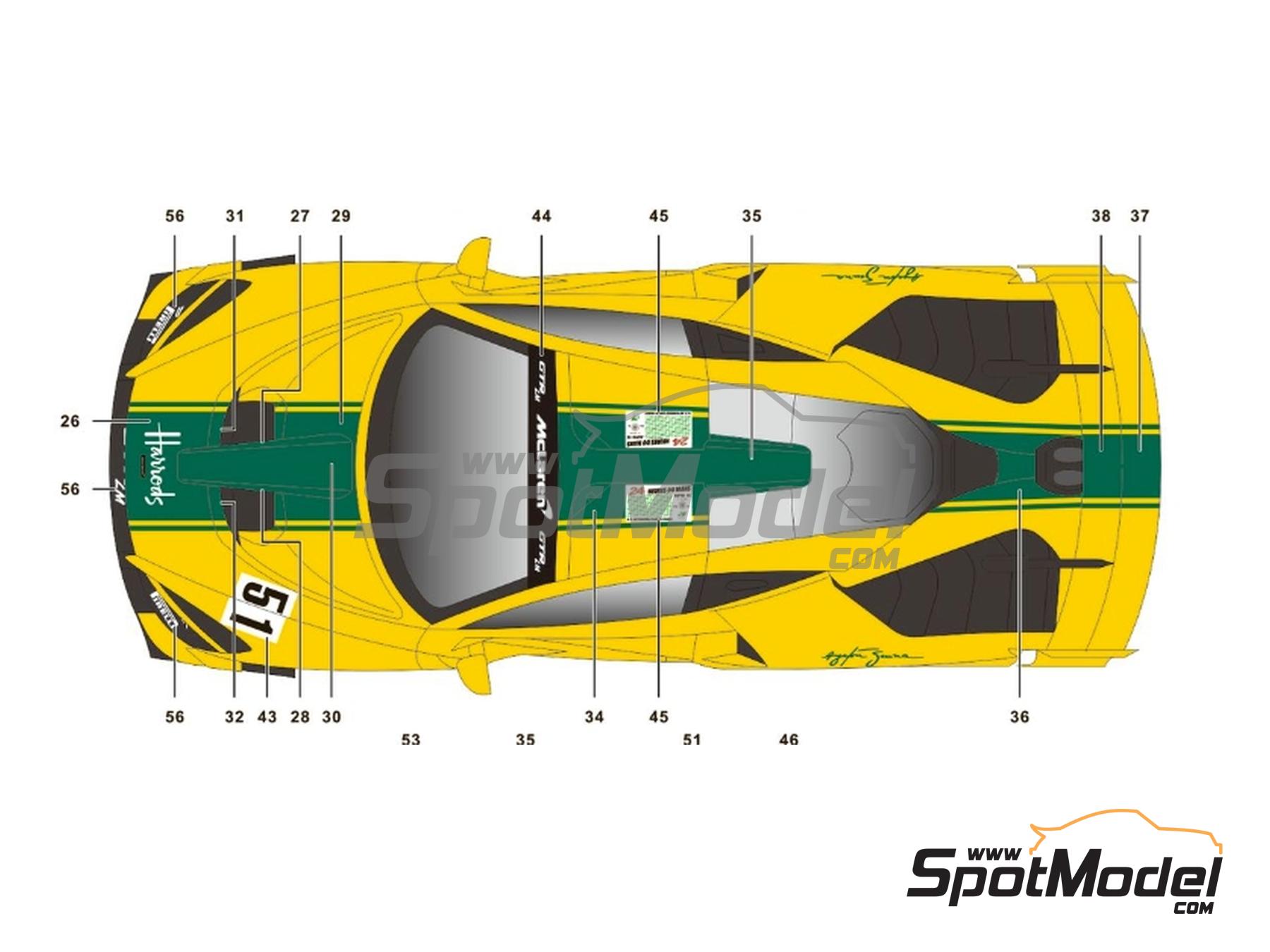 Image 3: McLaren Senna GTR LM Dress Up - Set A sponsored by Ueno Clinic, Harrods | Marking / livery in 1/24 scale manufactured by SK Decals (ref.&nbsp;SK-24234, also SK24234)