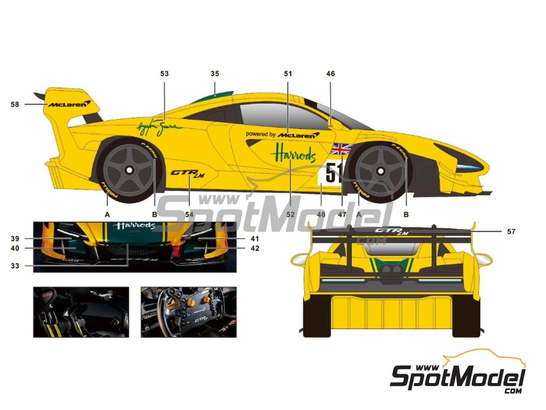 Image 4: McLaren Senna GTR LM Dress Up - Set A sponsored by Ueno Clinic, Harrods | Marking / livery in 1/24 scale manufactured by SK Decals (ref.&nbsp;SK-24234, also SK24234)