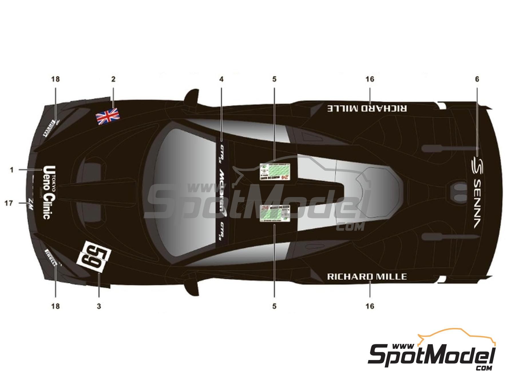 Image 6: McLaren Senna GTR LM Dress Up - Set A sponsored by Ueno Clinic, Harrods | Marking / livery in 1/24 scale manufactured by SK Decals (ref.&nbsp;SK-24234, also SK24234)