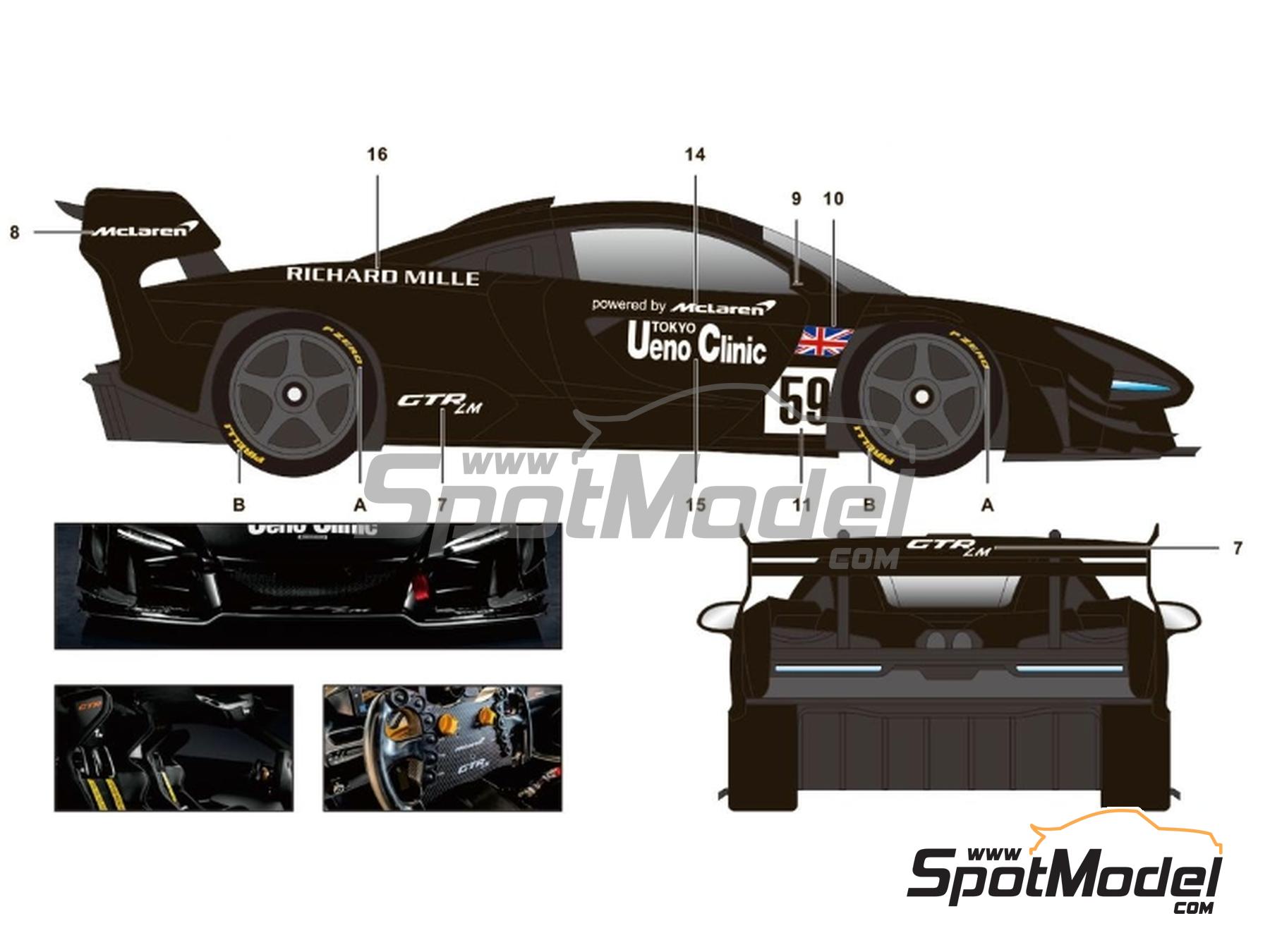 Image 7: McLaren Senna GTR LM Dress Up - Set A sponsored by Ueno Clinic, Harrods | Marking / livery in 1/24 scale manufactured by SK Decals (ref.&nbsp;SK-24234, also SK24234)