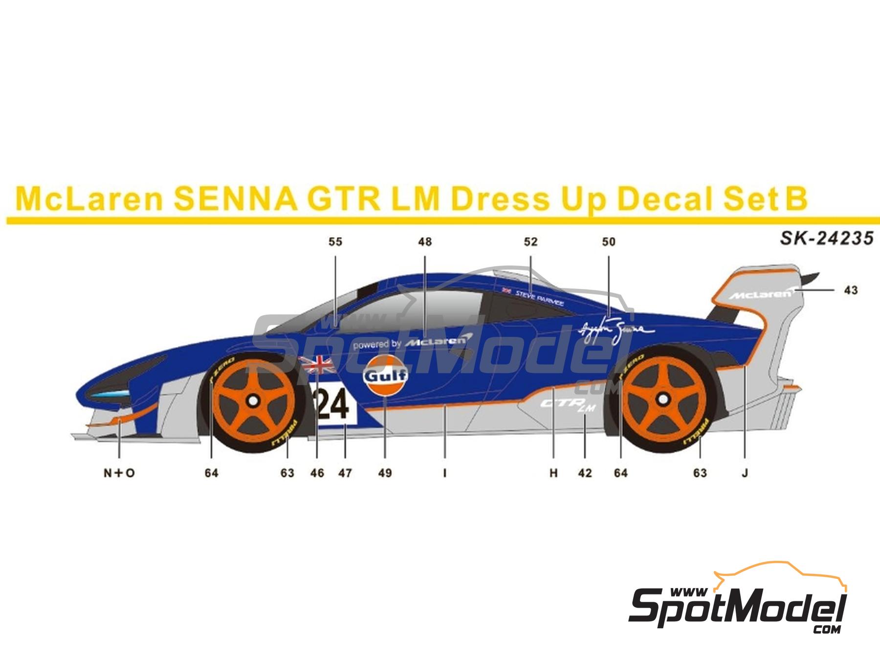 Image 1: McLaren Senna GTR LM - Set B patrocinado por Gulf, Elf | Decoraci&oacute;n en escala&nbsp;1/24 fabricado por SK Decals (ref.&nbsp;SK-24235, tambien SK24235)