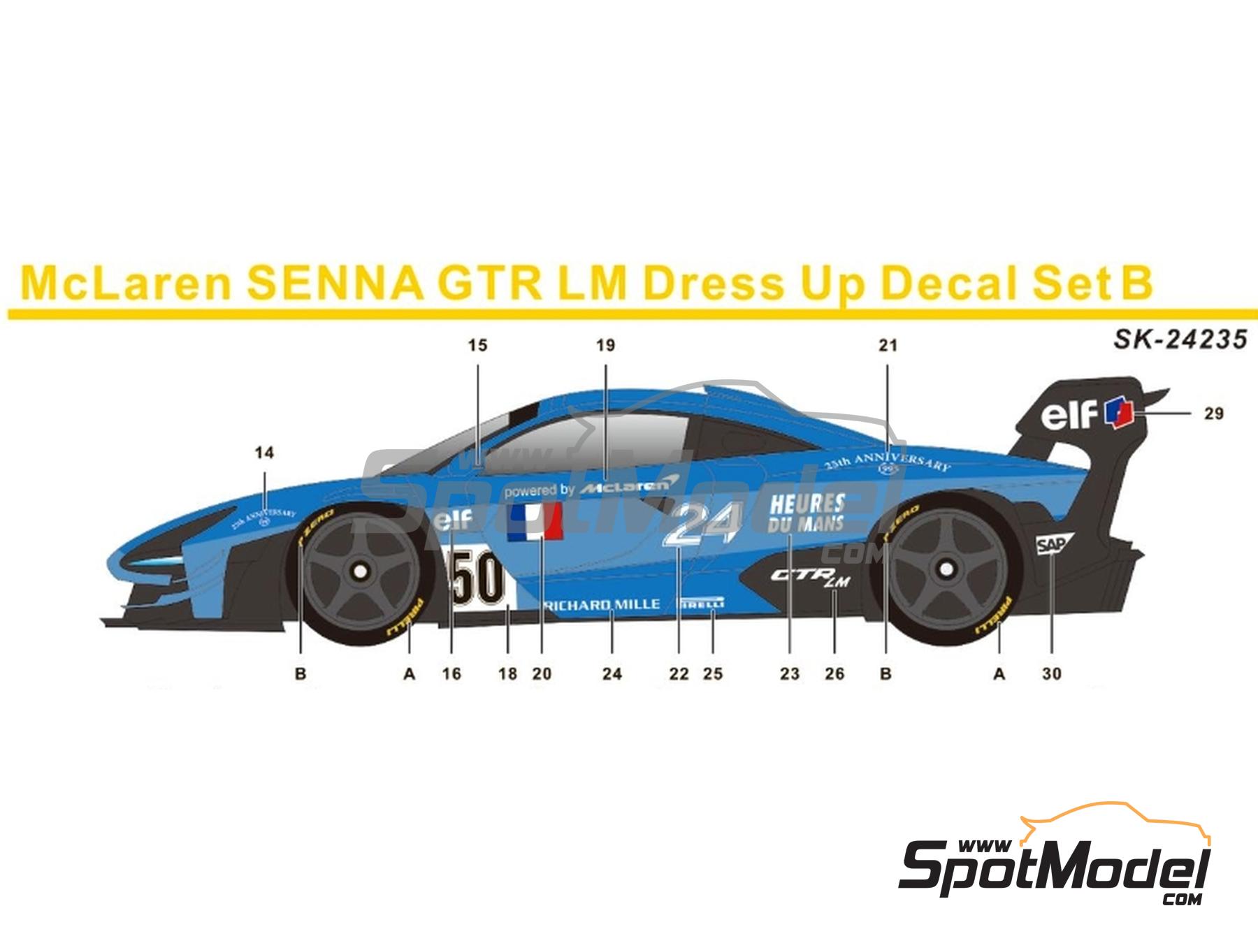 Image 4: McLaren Senna GTR LM - Set B patrocinado por Gulf, Elf | Decoraci&oacute;n en escala&nbsp;1/24 fabricado por SK Decals (ref.&nbsp;SK-24235, tambien SK24235)