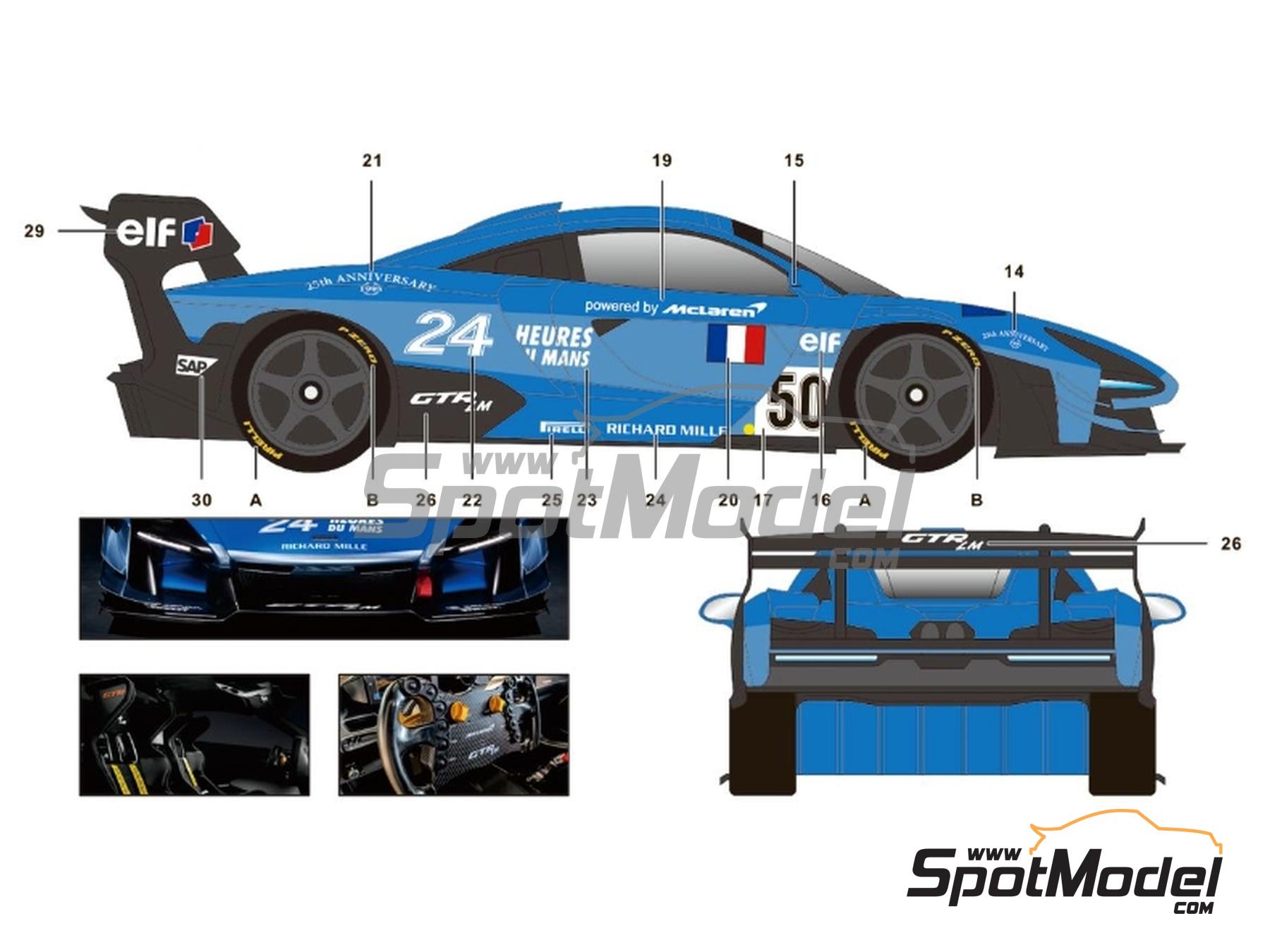 Image 6: McLaren Senna GTR LM - Set B patrocinado por Gulf, Elf | Decoraci&oacute;n en escala&nbsp;1/24 fabricado por SK Decals (ref.&nbsp;SK-24235, tambien SK24235)