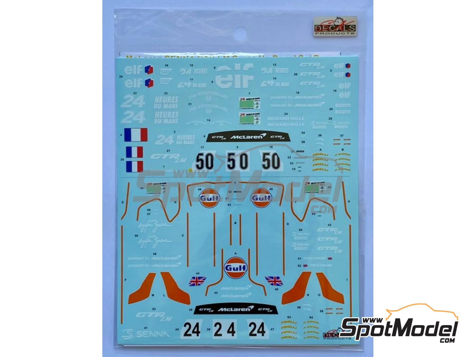 Image 8: McLaren Senna GTR LM - Set B patrocinado por Gulf, Elf | Decoraci&oacute;n en escala&nbsp;1/24 fabricado por SK Decals (ref.&nbsp;SK-24235, tambien SK24235)