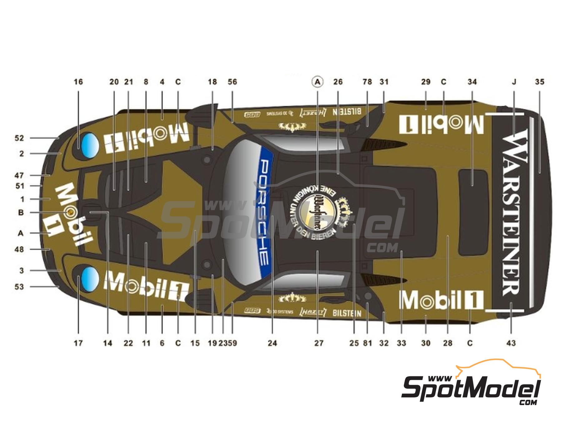 Image 2: Porsche 911 GT1 Equipo Porsche AG patrocinado por Warsteiner - Tests de las 24 Horas de Le Mans 1996 | Decoraci&oacute;n en escala&nbsp;1/24 fabricado por SK Decals (ref.&nbsp;SK-24236, tambien SK24236)
