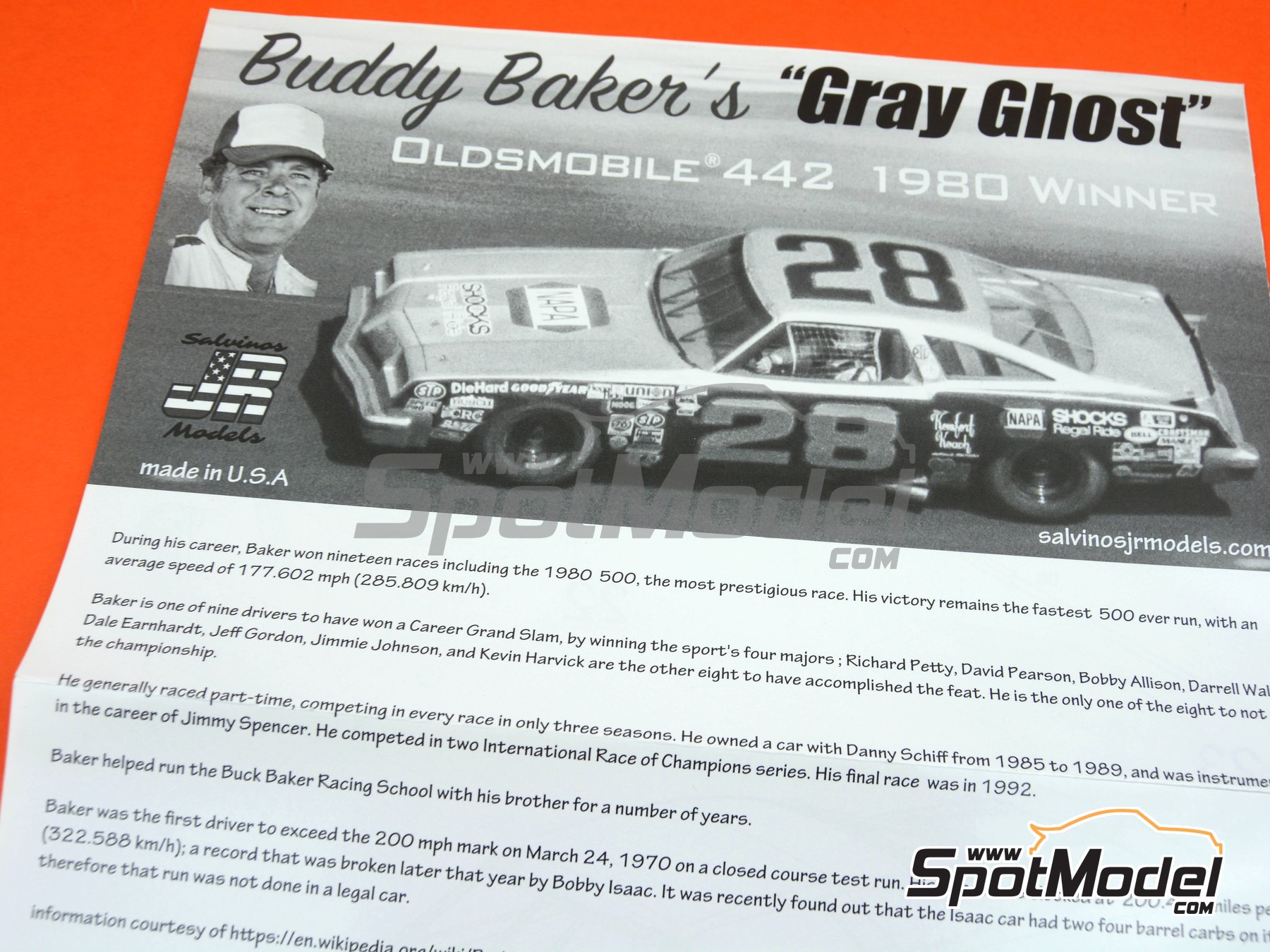 Olds 442 Gray Ghost Buddy Baker 1980 Winner Salvino Jr Models 1/25 Model Kit for sale online 