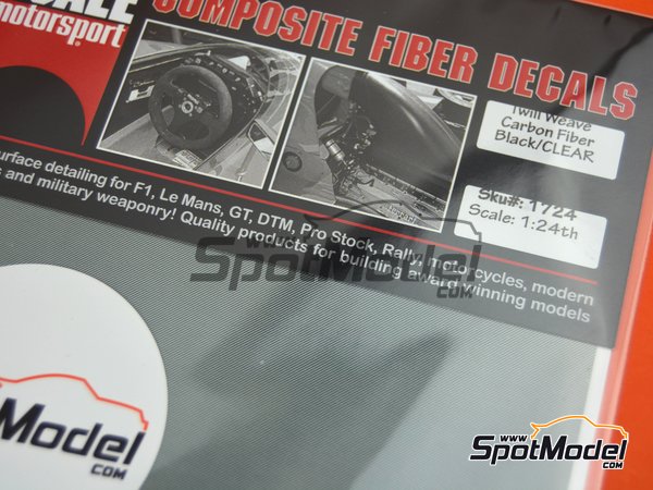 Image 2: Fibra de carbono trama diagonal tono negro y transparante con textura de tama&ntilde;o peque&ntilde;o | Calca de trama de fibra de carbono en escala&nbsp;1/24 fabricado por Scale Motorsport (ref.&nbsp;SM1724, tambien 810614009876 y 1724)