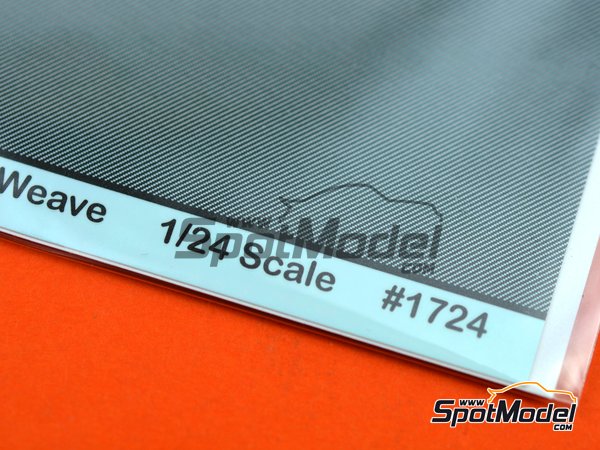 Image 5: Fibra de carbono trama diagonal tono negro y transparante con textura de tama&ntilde;o peque&ntilde;o | Calca de trama de fibra de carbono en escala&nbsp;1/24 fabricado por Scale Motorsport (ref.&nbsp;SM1724, tambien 810614009876 y 1724)