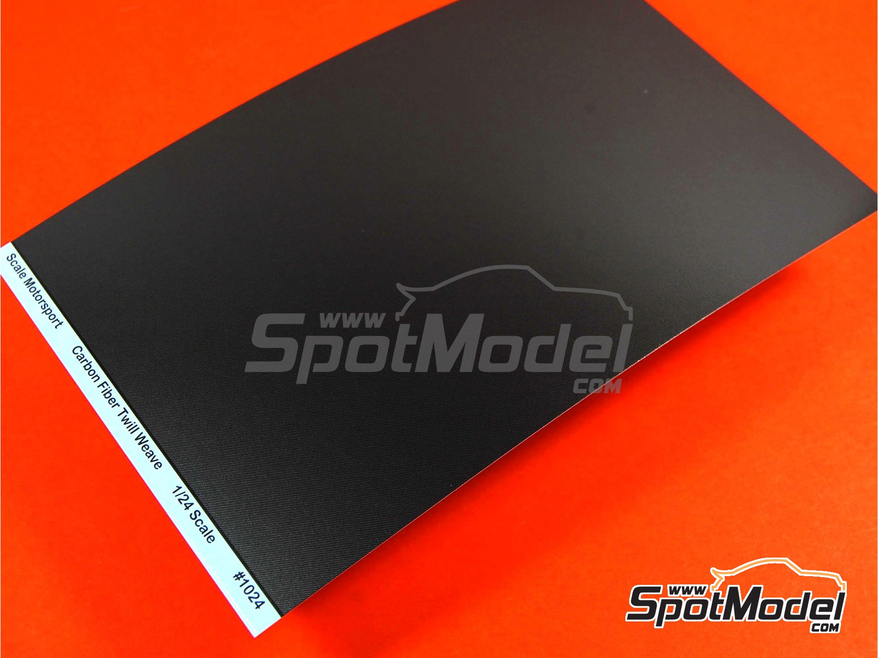 Image 1: Medium size twill weave carbon fiber pattern in black | Carbon fiber decal in 1/24 scale manufactured by Scale Motorsport (ref. SM1024, also 1024)