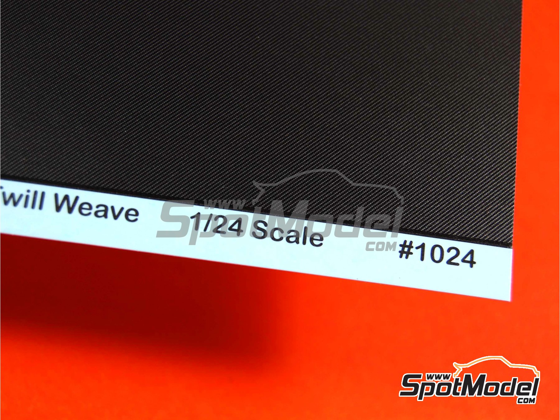 Image 2: Medium size twill weave carbon fiber pattern in black | Carbon fiber decal in 1/24 scale manufactured by Scale Motorsport (ref. SM1024, also 1024)