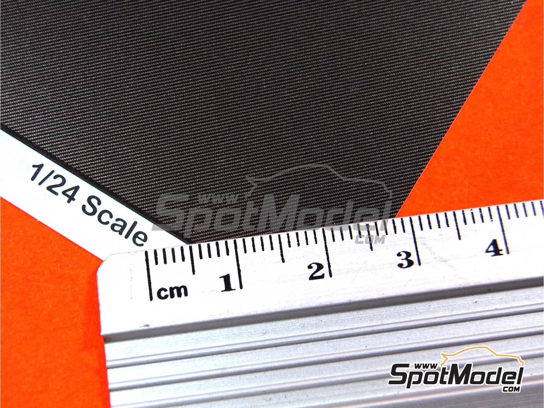 Image 4: Medium size twill weave carbon fiber pattern in black | Carbon fiber decal in 1/24 scale manufactured by Scale Motorsport (ref. SM1024, also 1024)